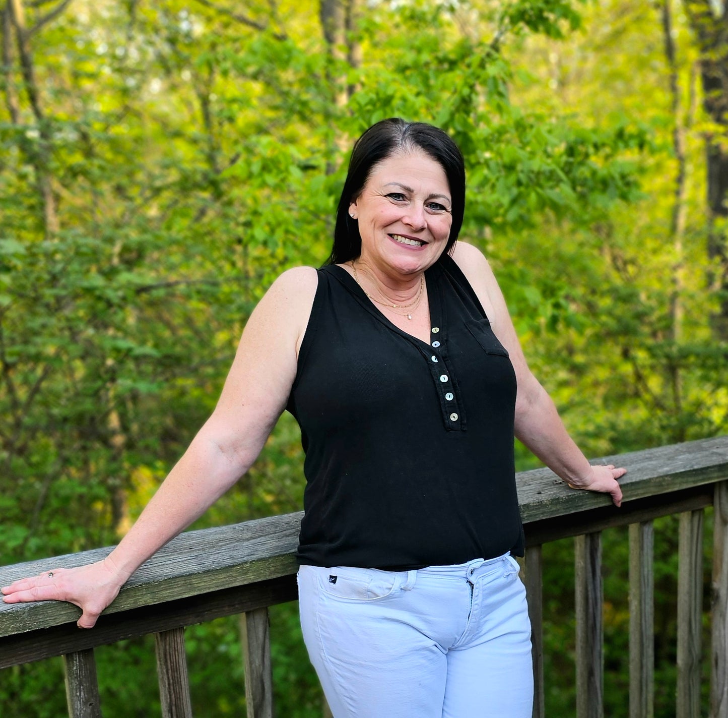 buttoned v neck tank