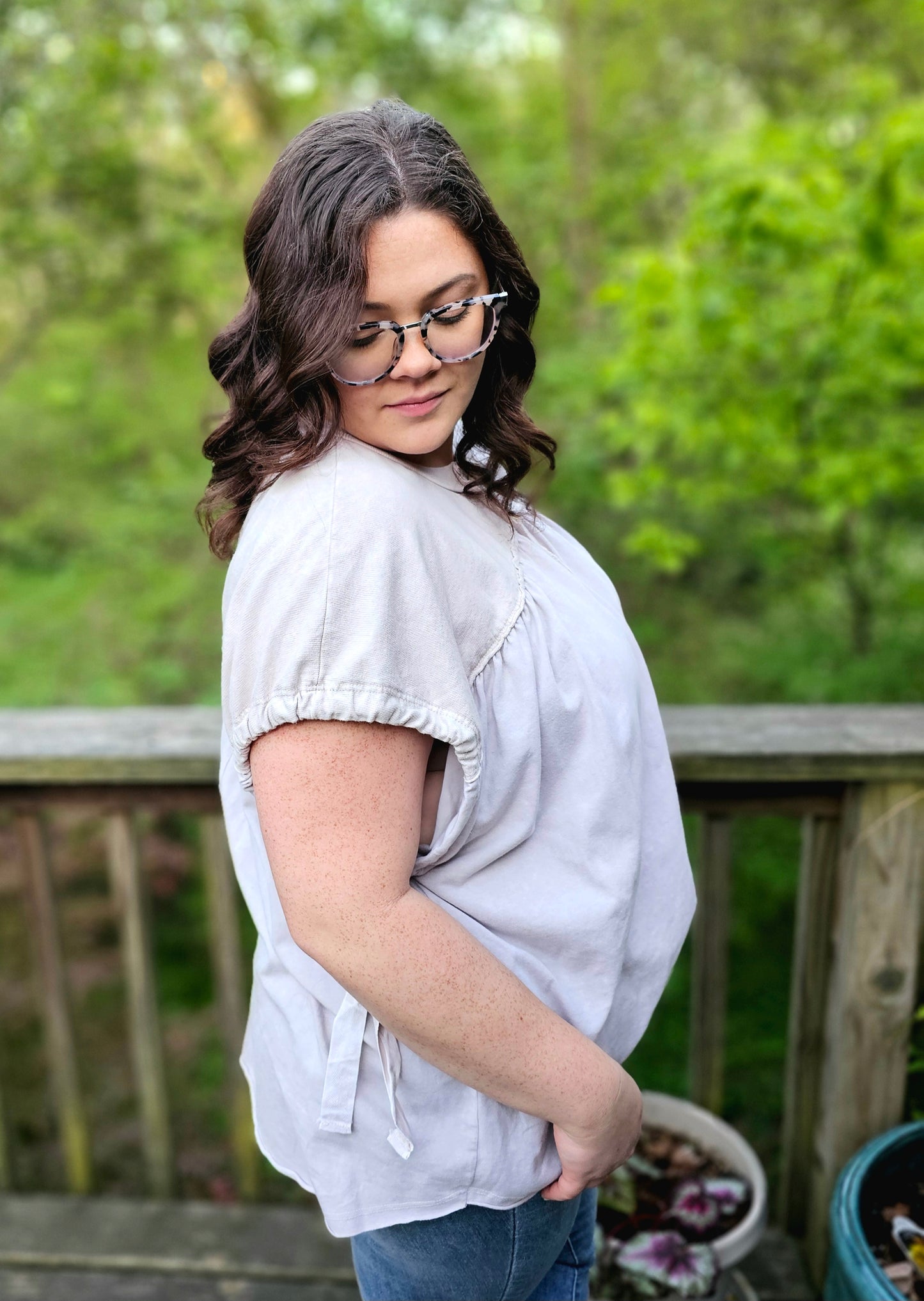 gatherewd sleeve shirt