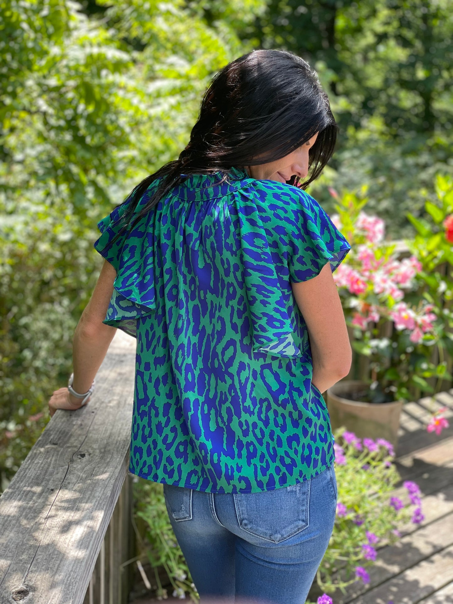 Blue Green Cheetah Top