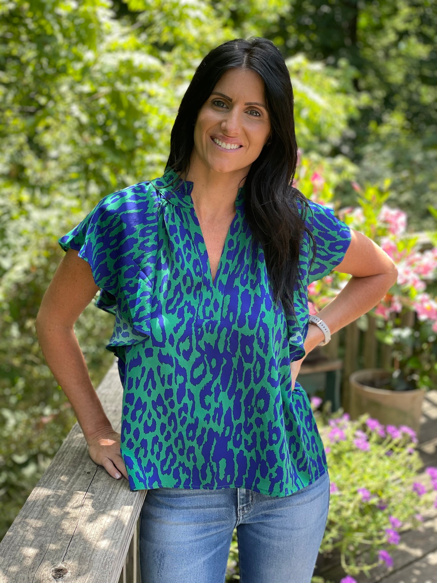 Blue Green Cheetah Top