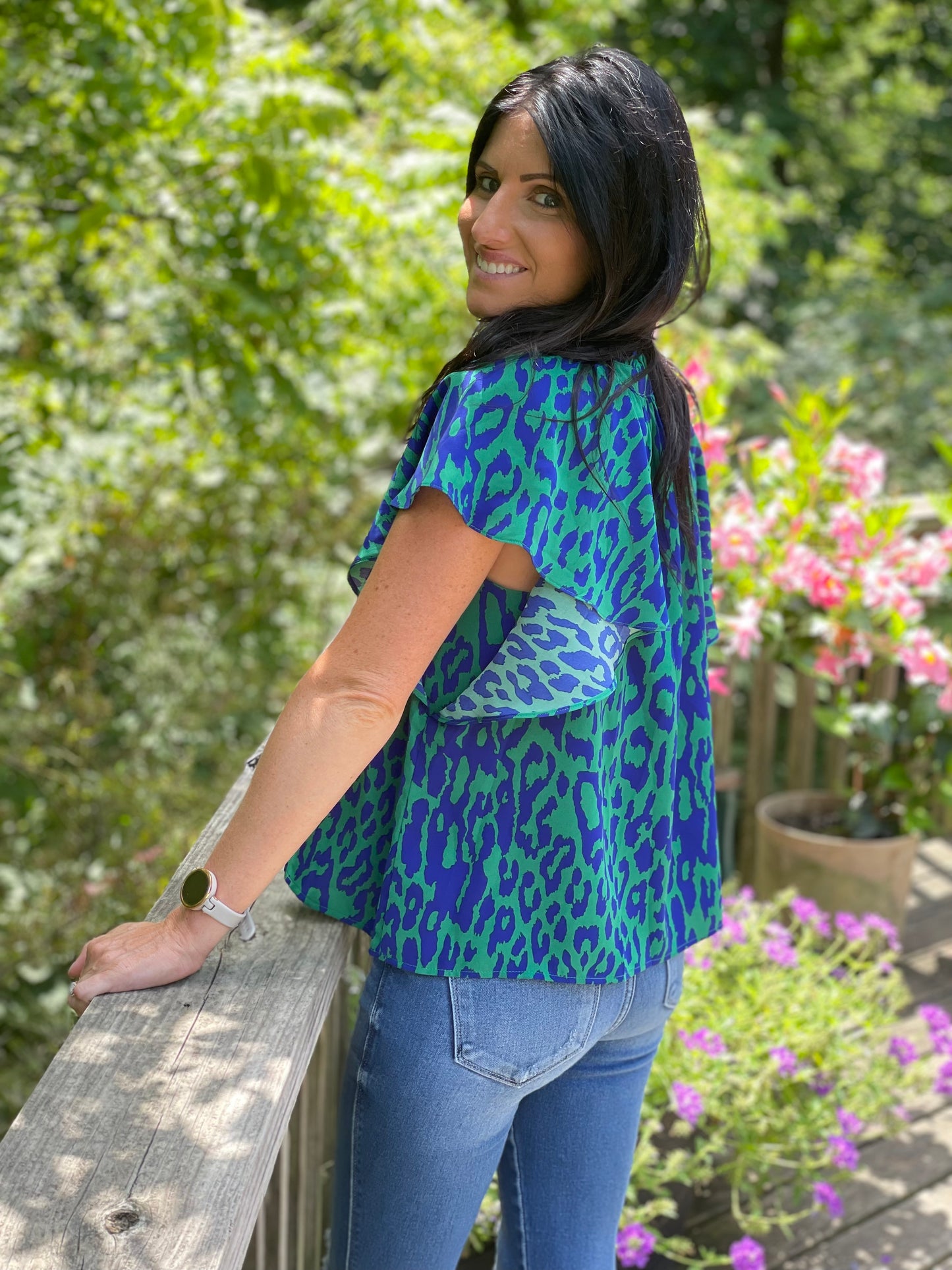 Blue Green Cheetah Top