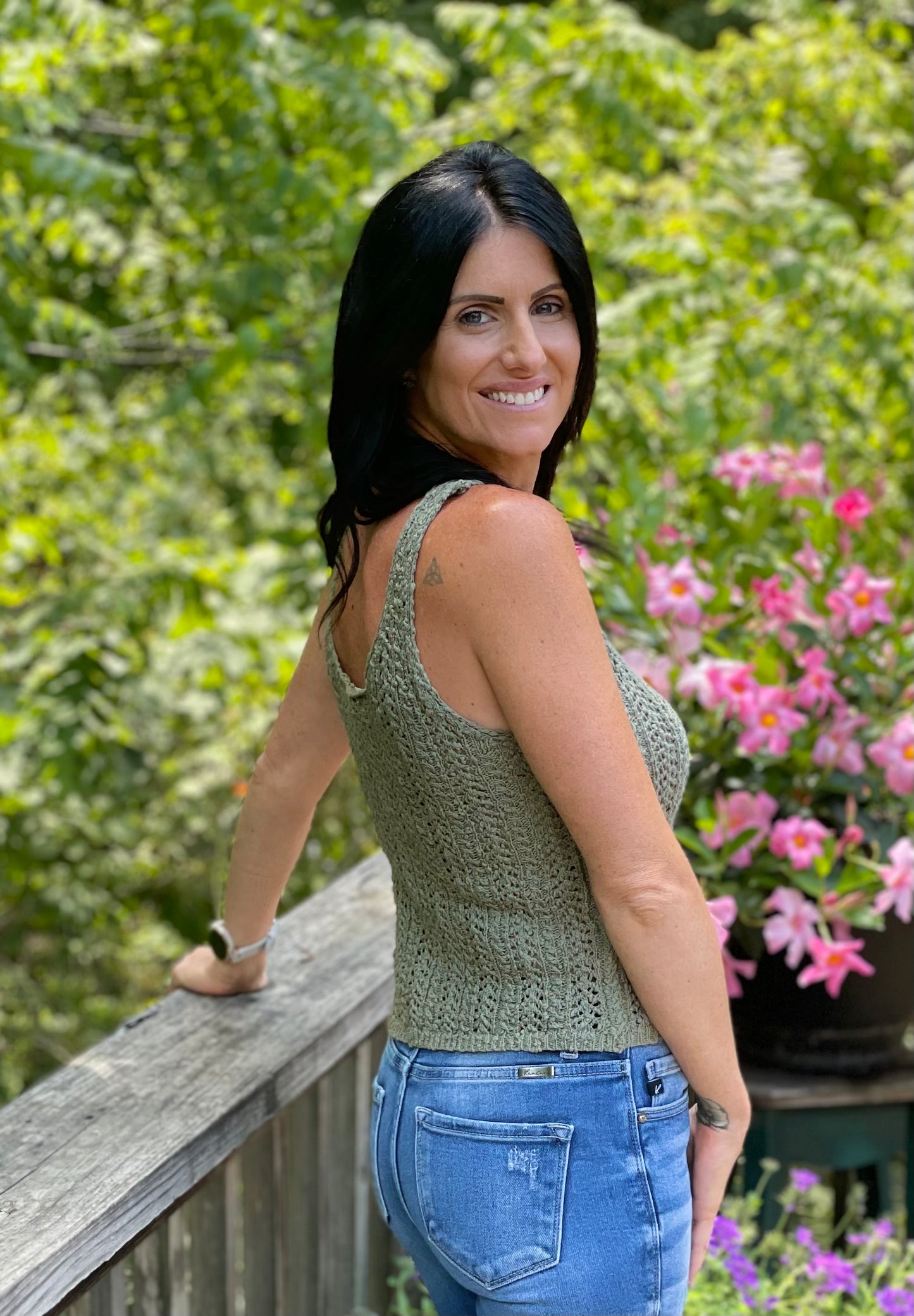 Green sweater tank