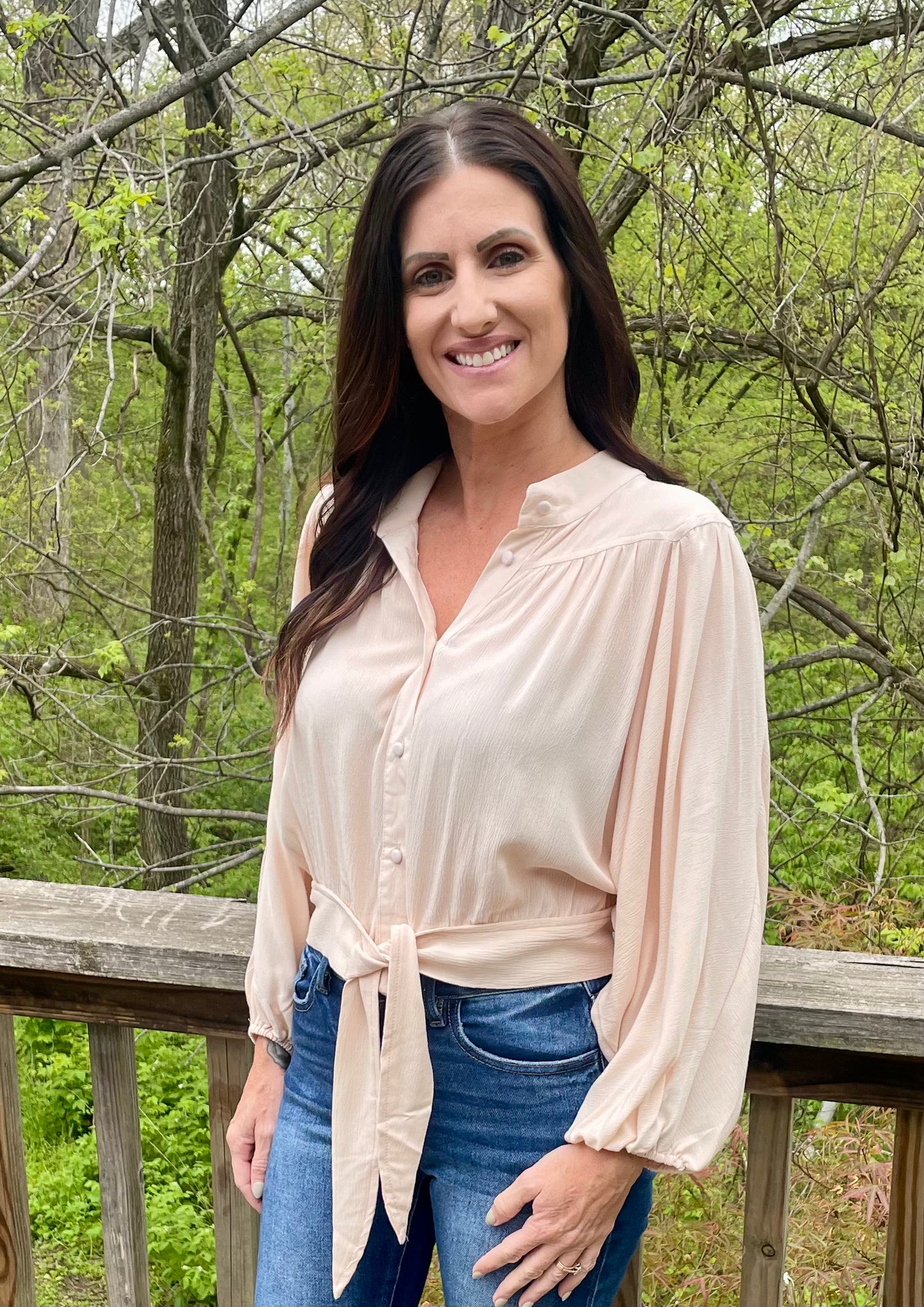 Off White Cropped Button Up