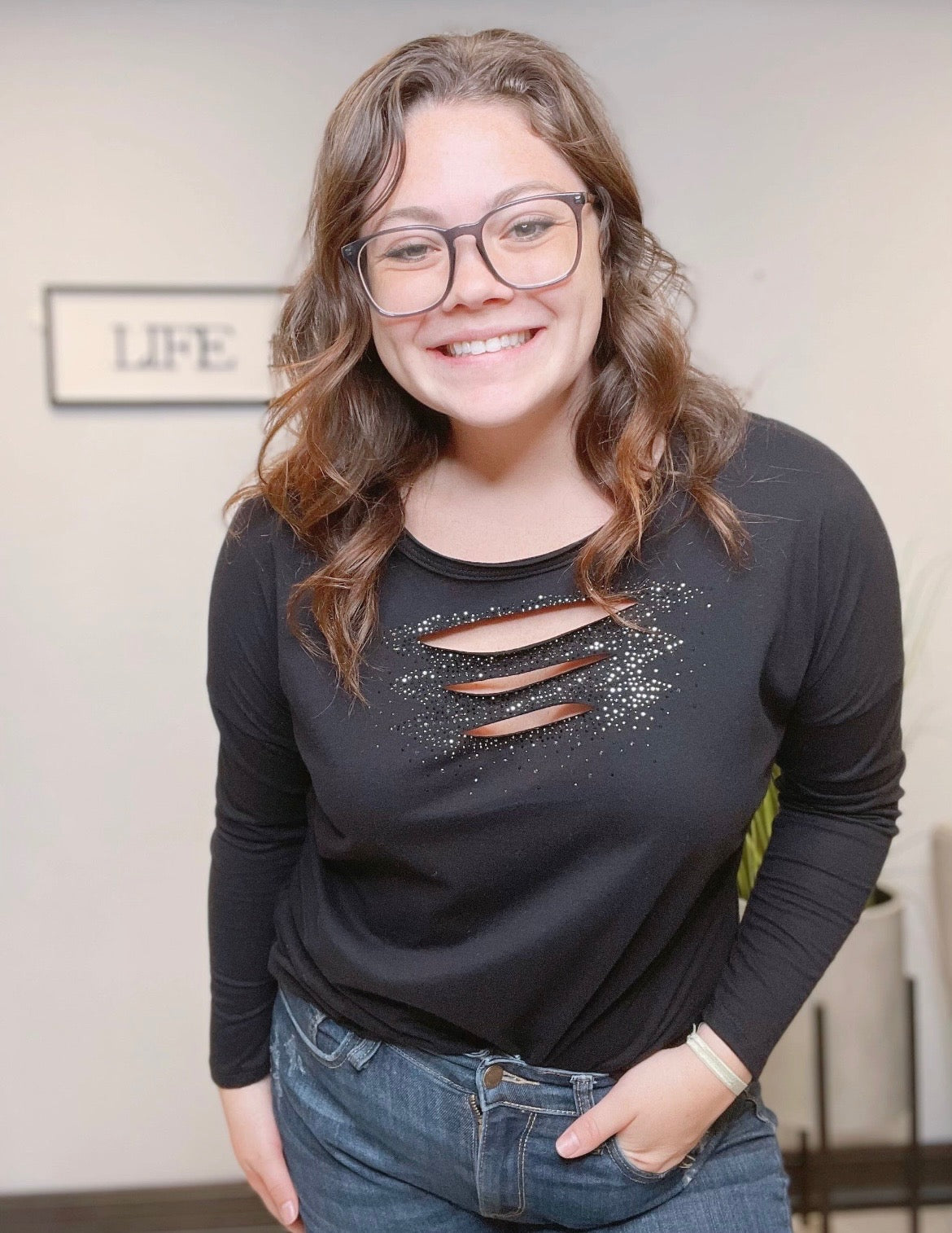 Black Long Sleeve with Slits