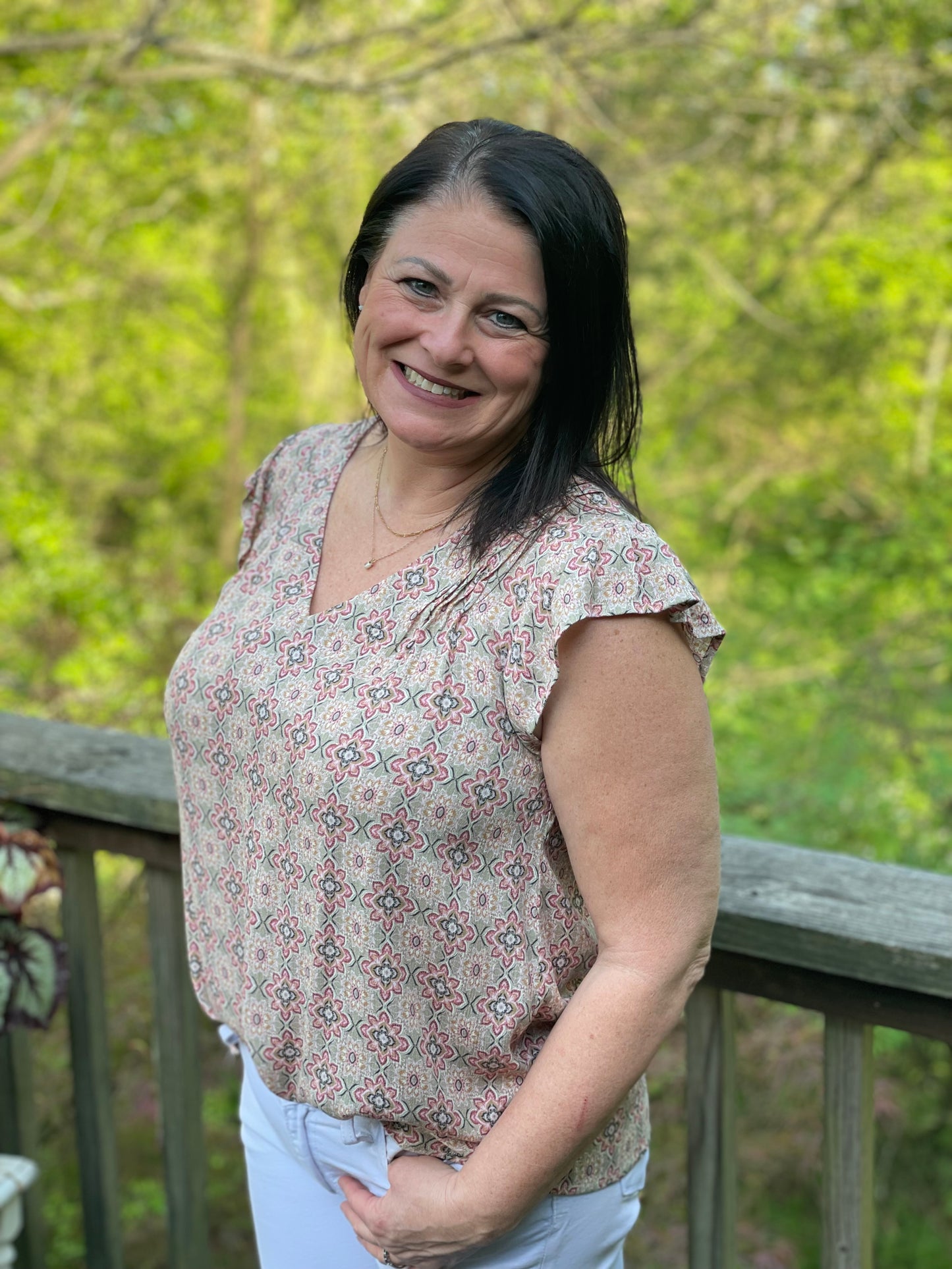 Floral Print Ruffled Sleeve Shirt