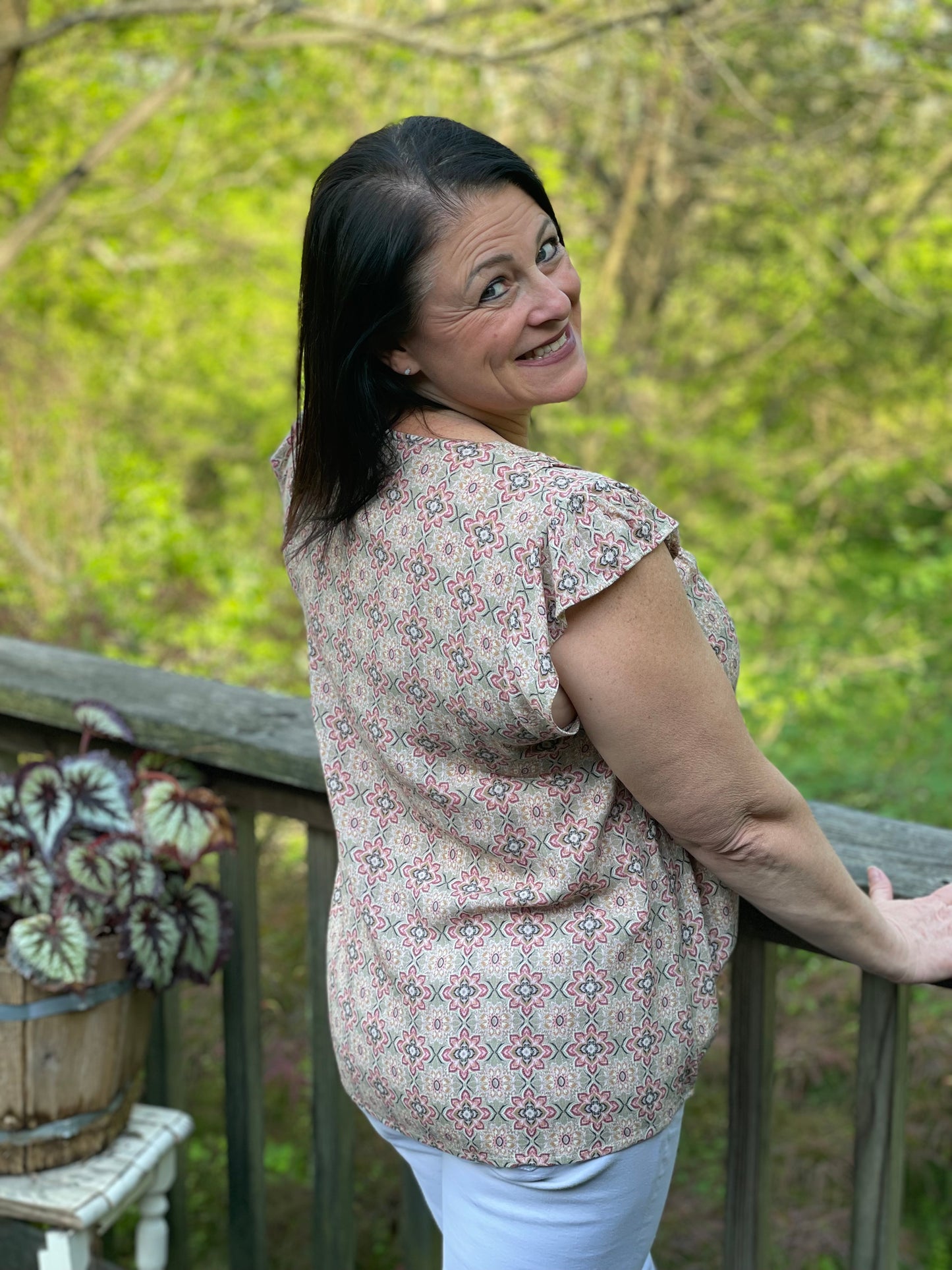 Floral Print Ruffled Sleeve Shirt