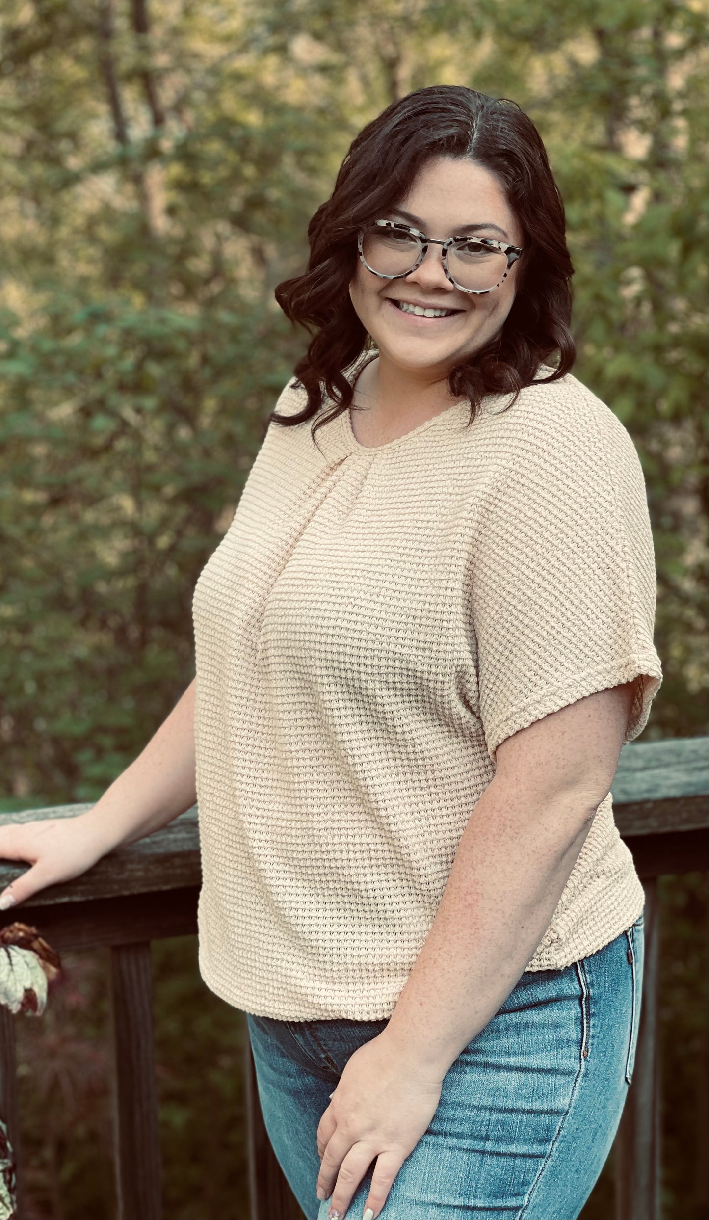 lace back waffle knit