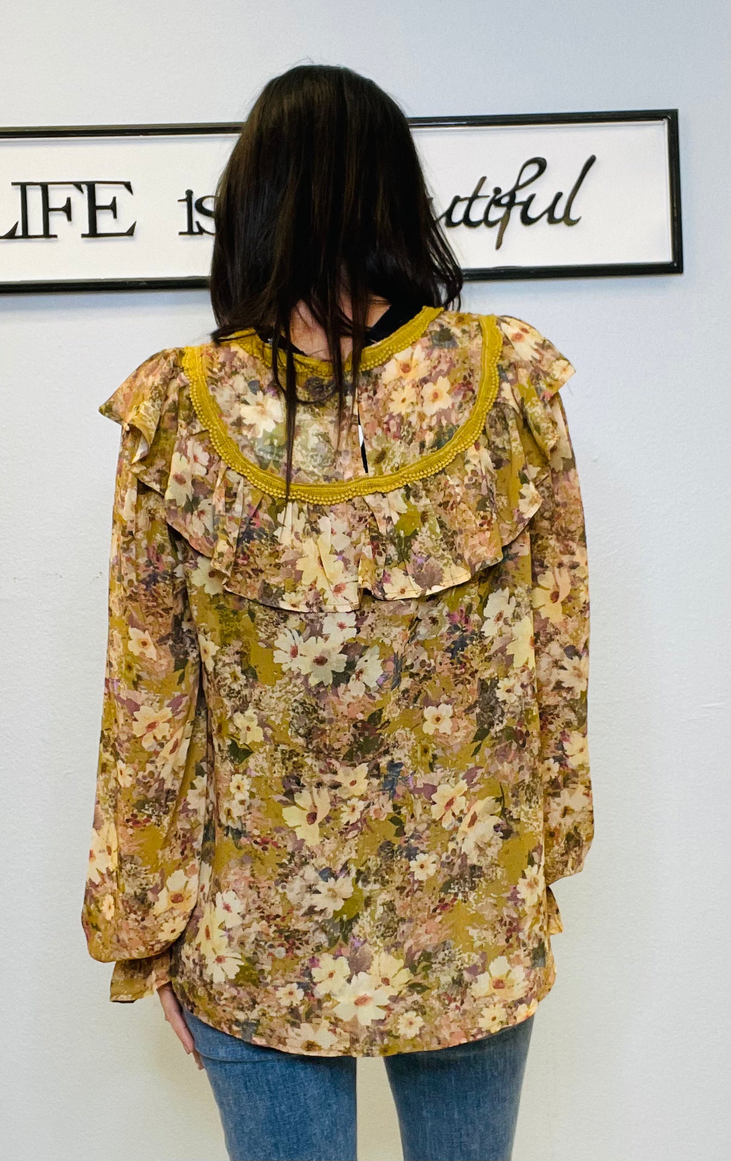 Yellow Floral Print Blouse