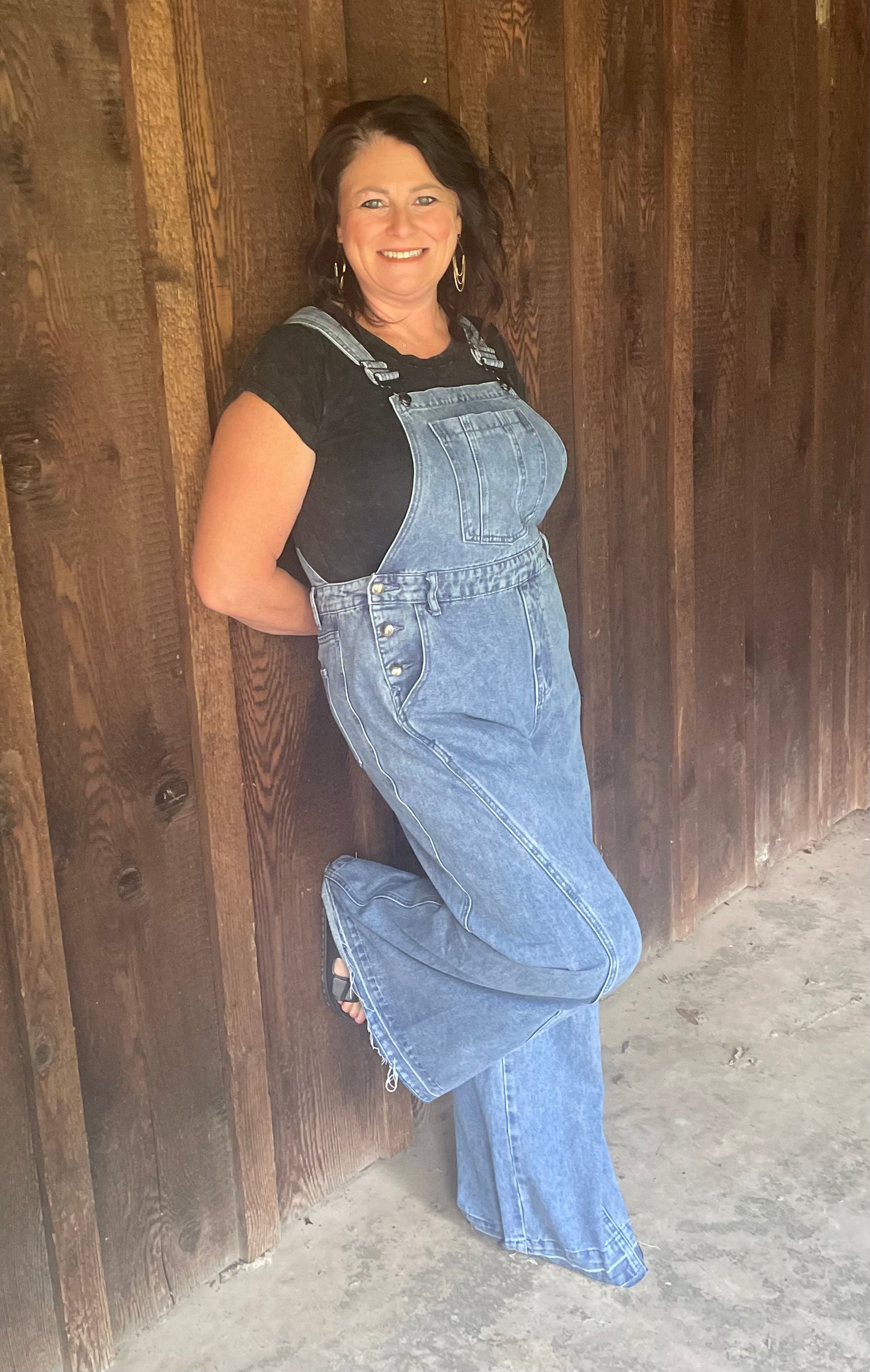 Wide Leg Denim Overalls