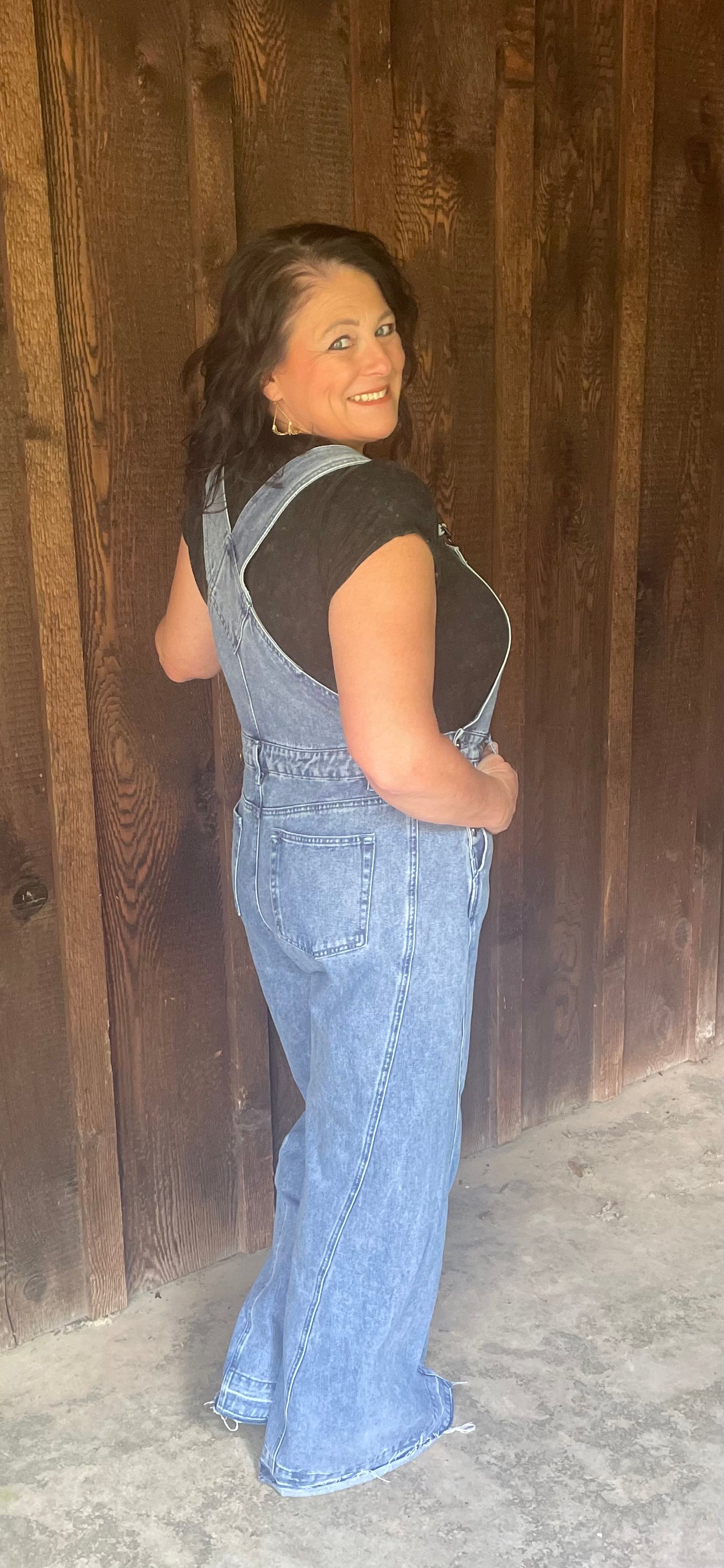Wide Leg Denim Overalls