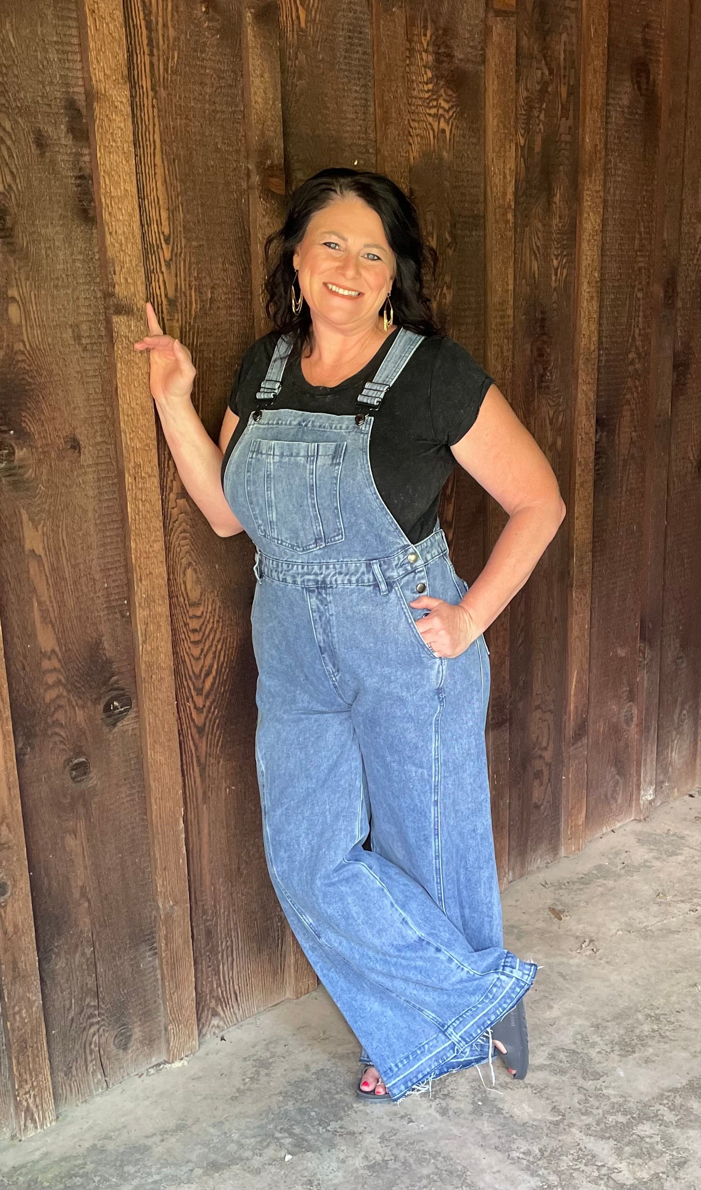 Wide Leg Denim Overalls
