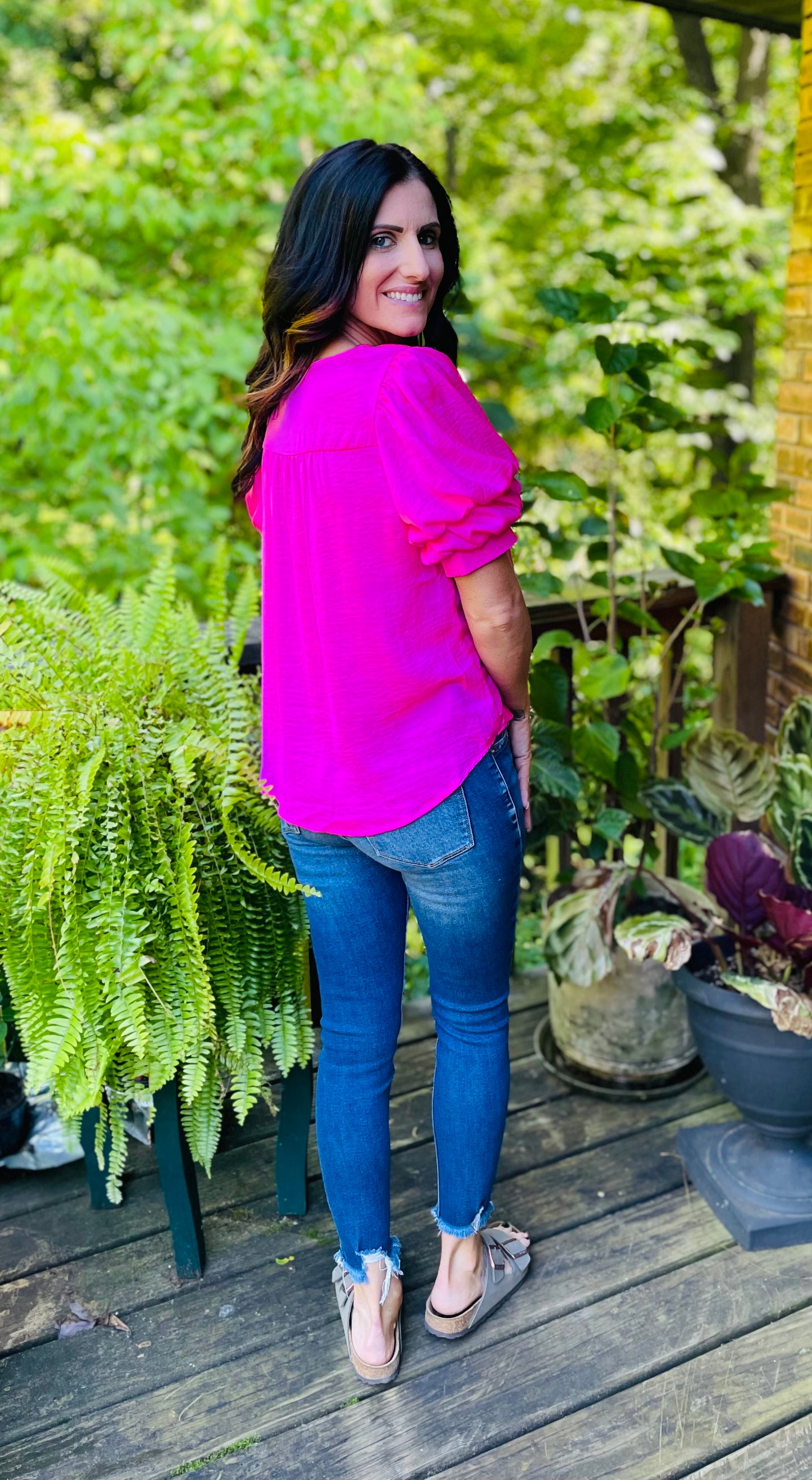 Pink Ruffle Sleeve Top