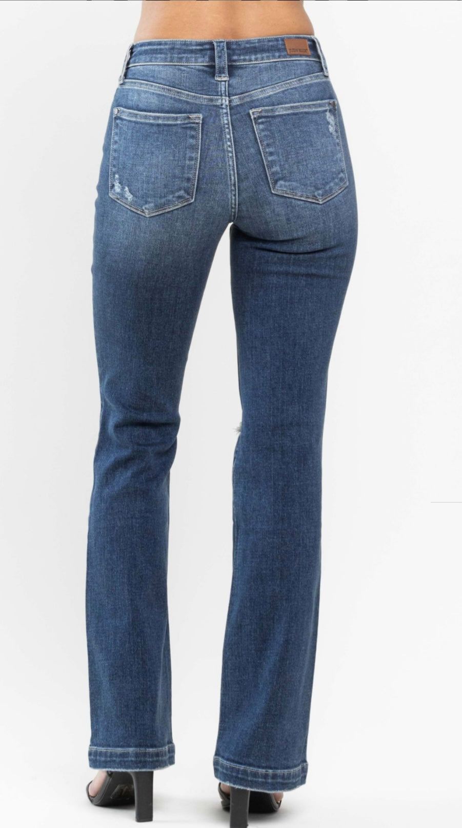 boot cut destroyed jeans