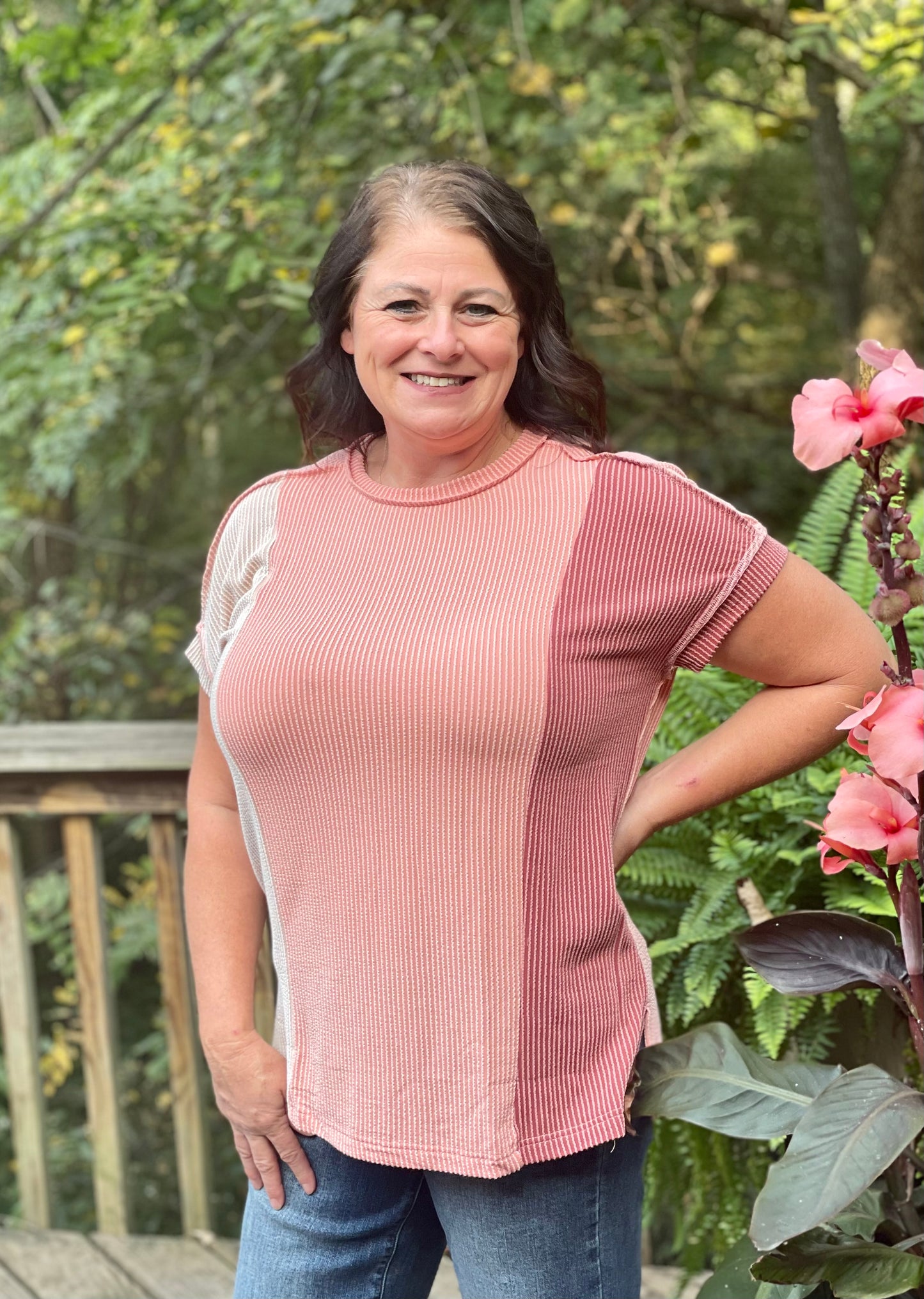Pink Apricot Colorblock Shirt