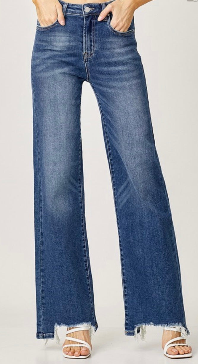 Risen High Rise Wide Leg Jeans