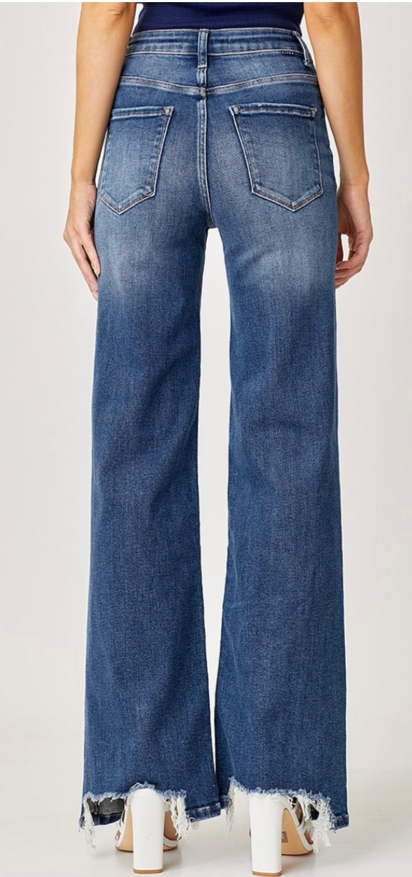 Risen High Rise Wide Leg Jeans