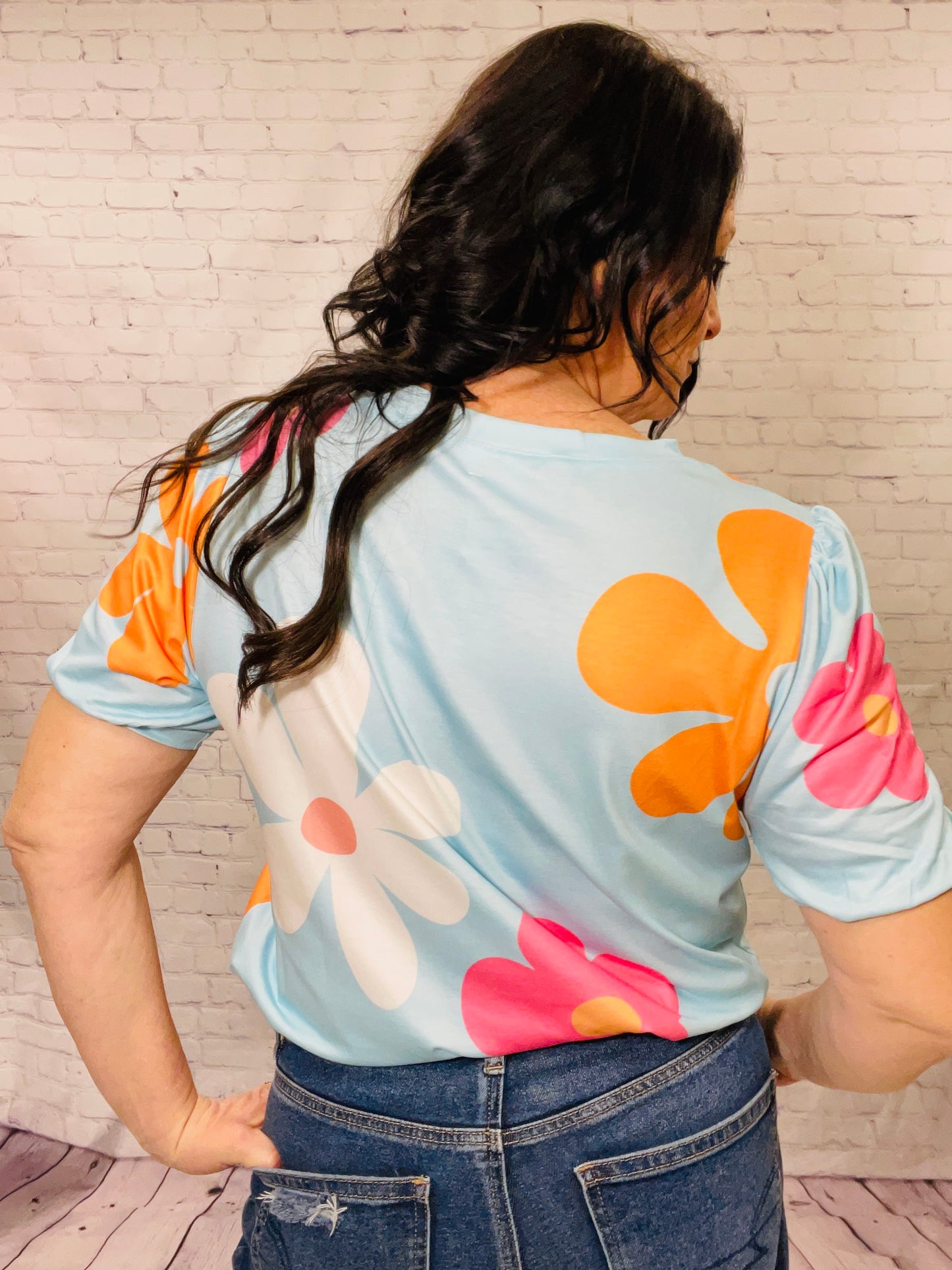 Groovy Blooms Puff Sleeve Top