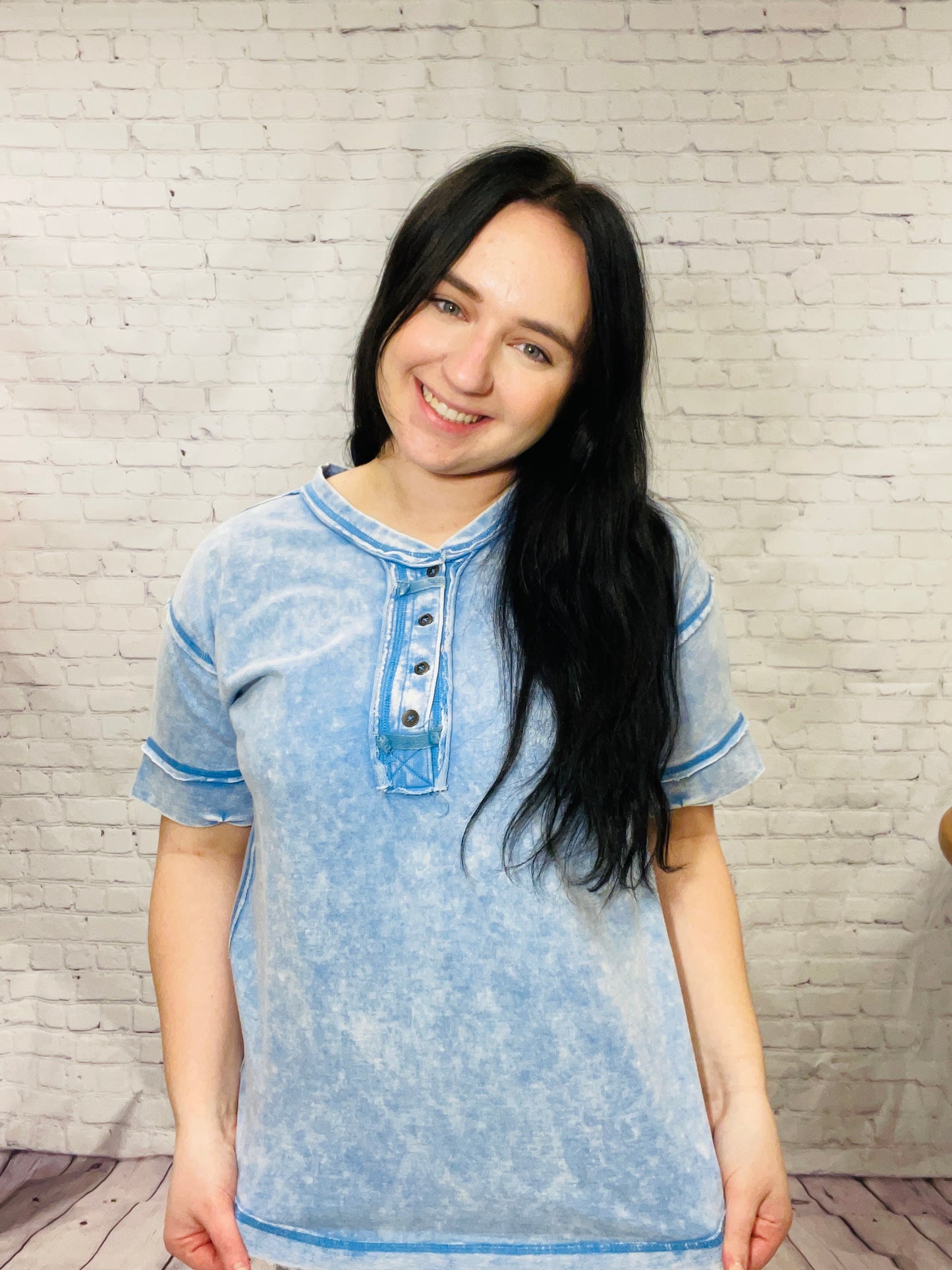 Sky Blue Acid Wash Tee