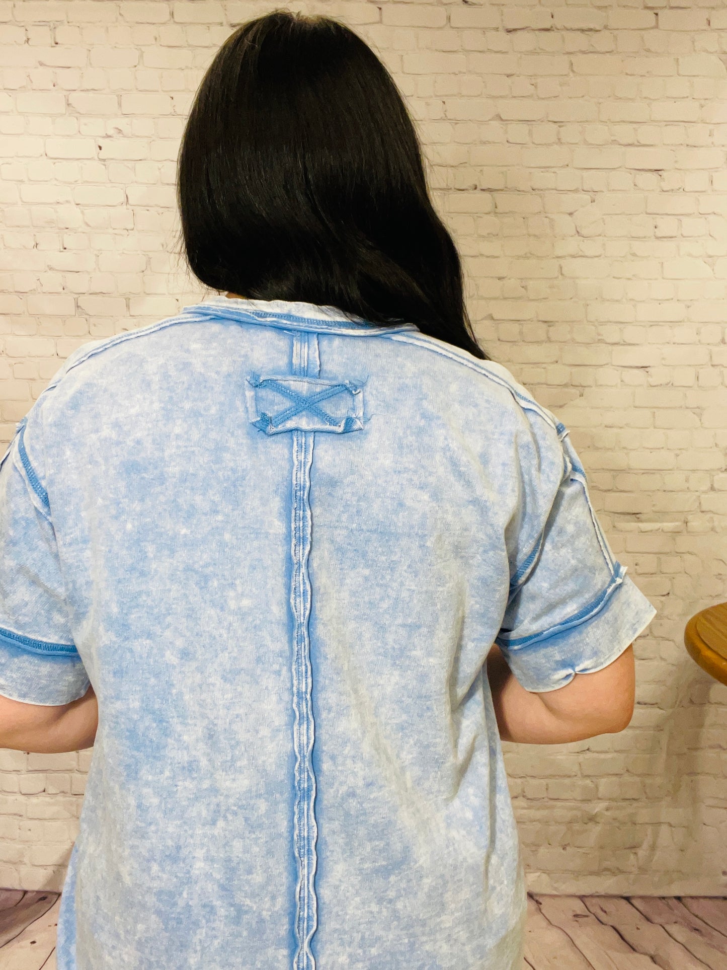 Sky Blue Acid Wash Tee