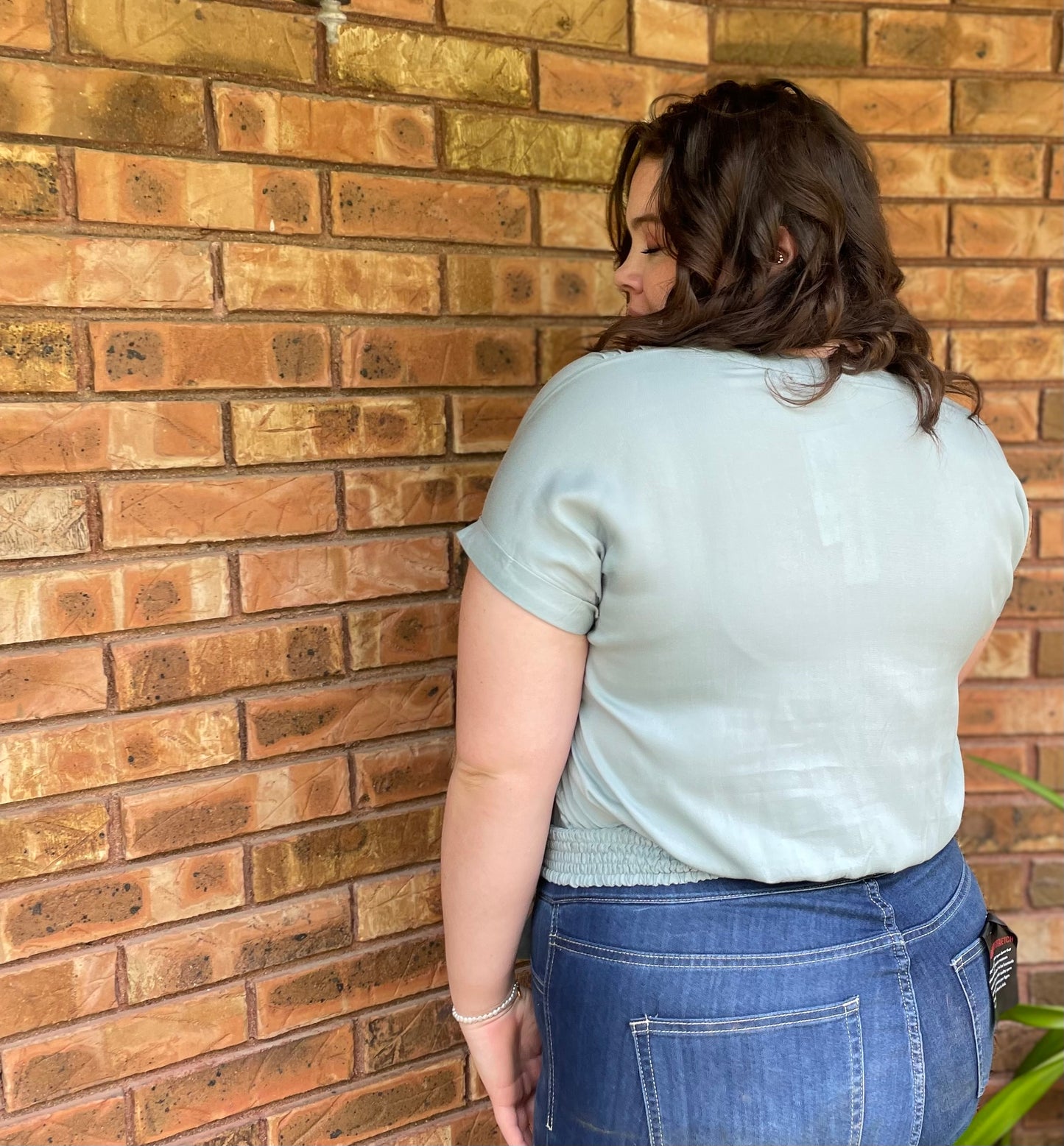 seafoam tie front shirt