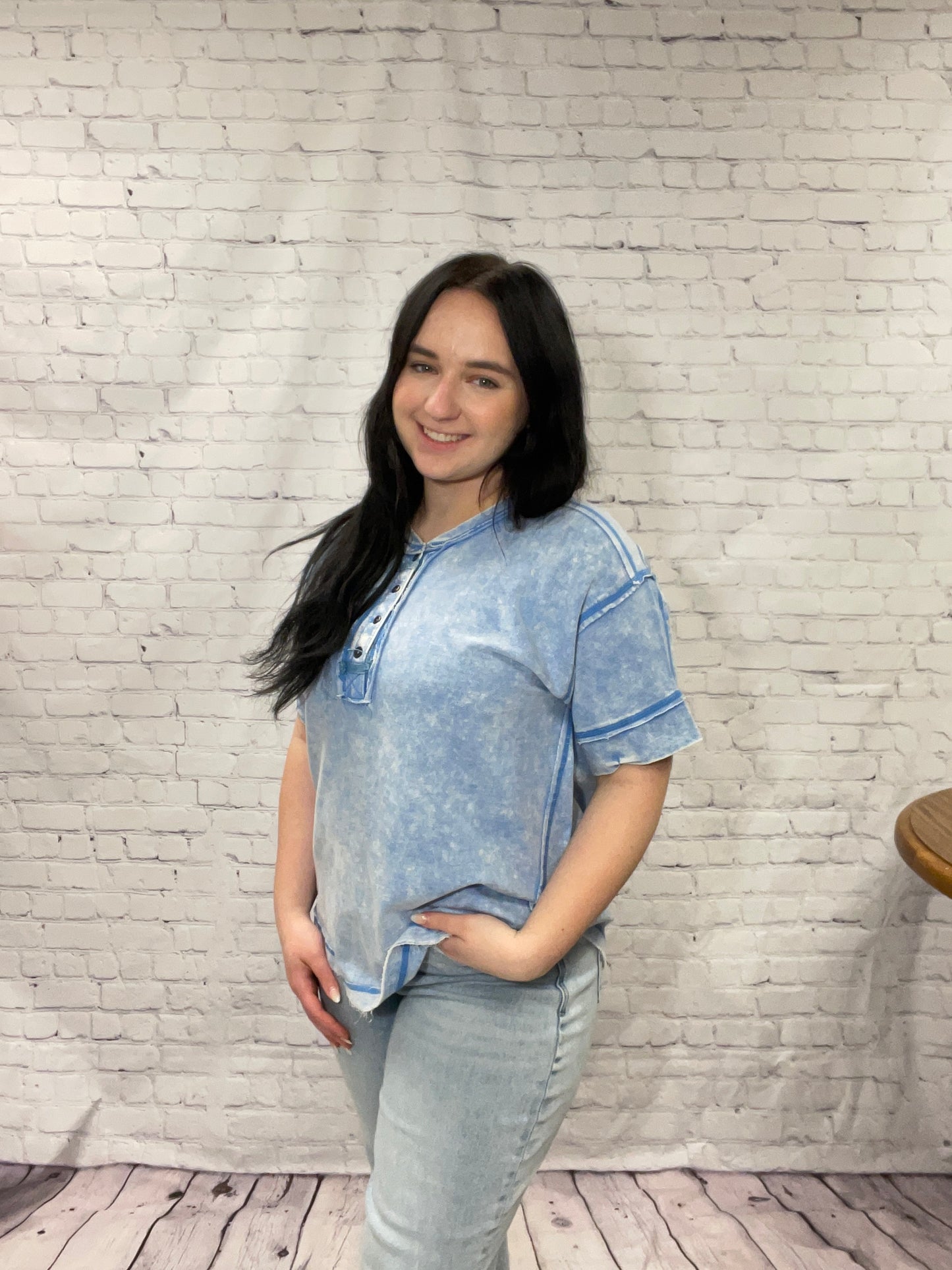 Sky Blue Acid Wash Tee