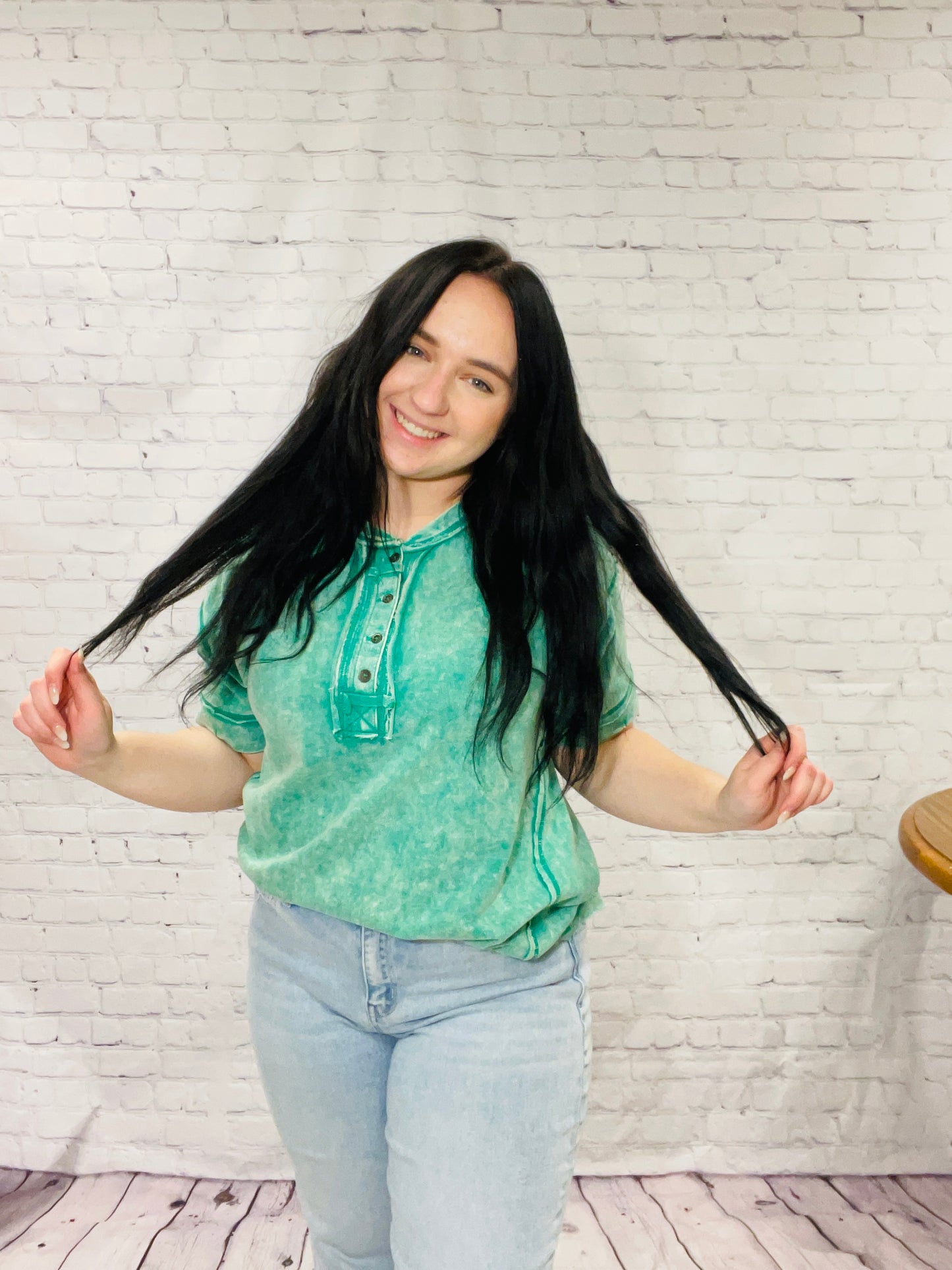 Kelly Green Acid Wash Tee