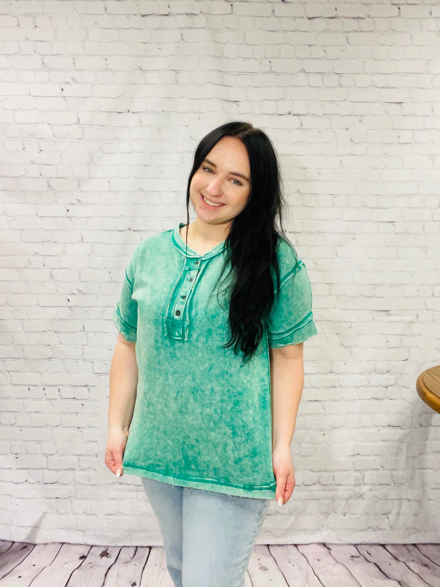 Kelly Green Acid Wash Tee