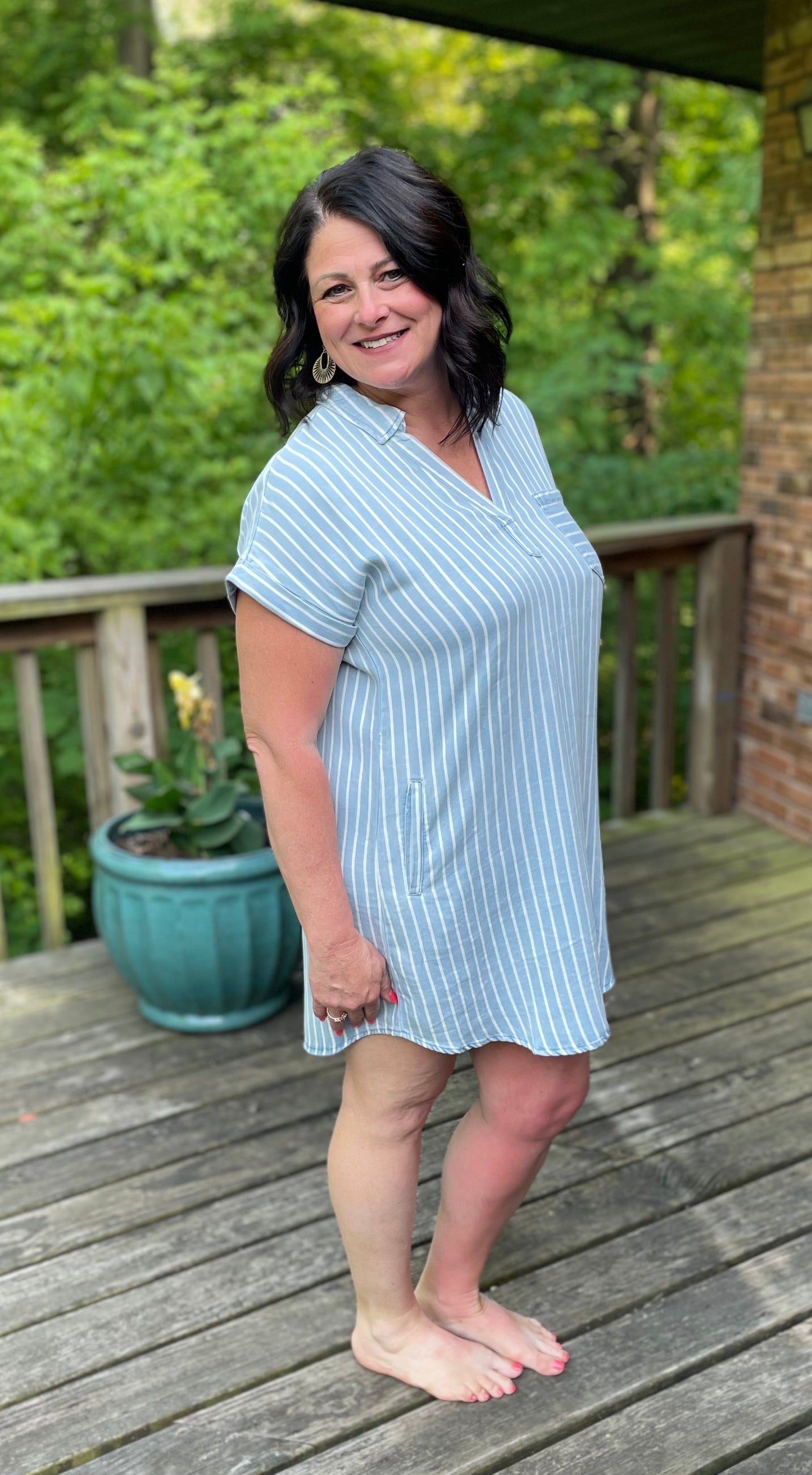 denim stripped dress