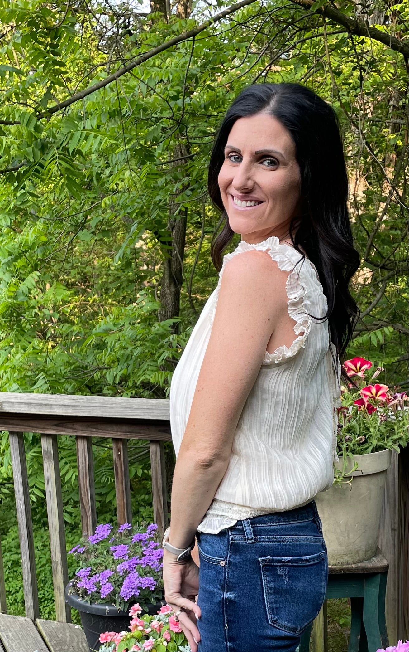 Ivory Crinkle Blouse