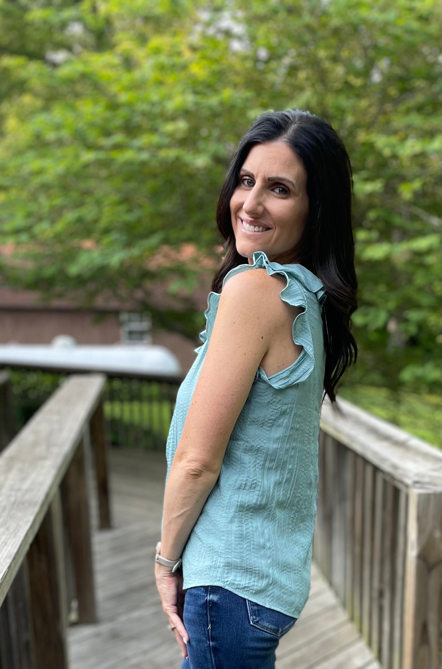Dusty teal tank blouse