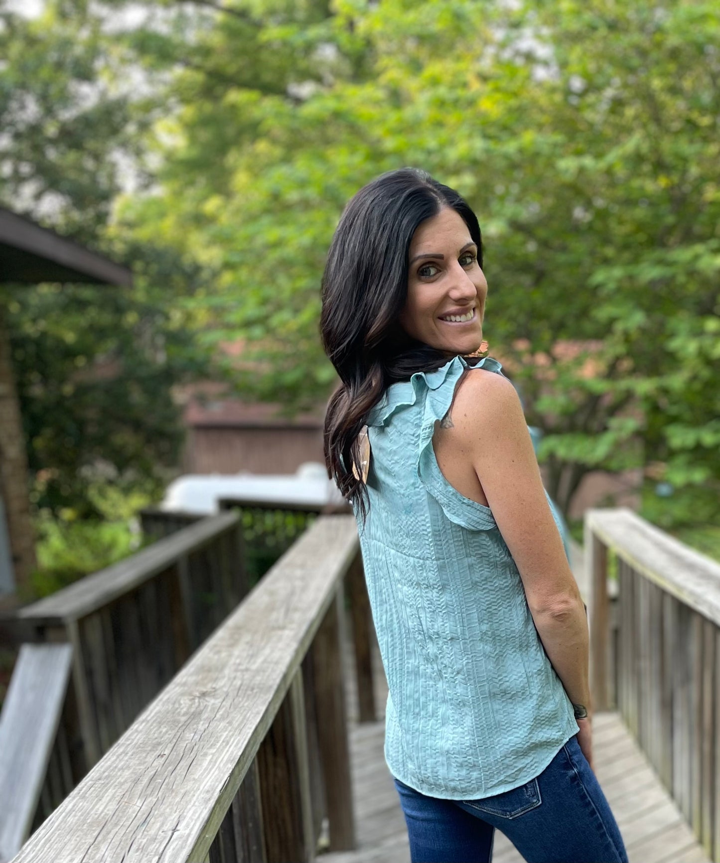Dusty teal tank blouse
