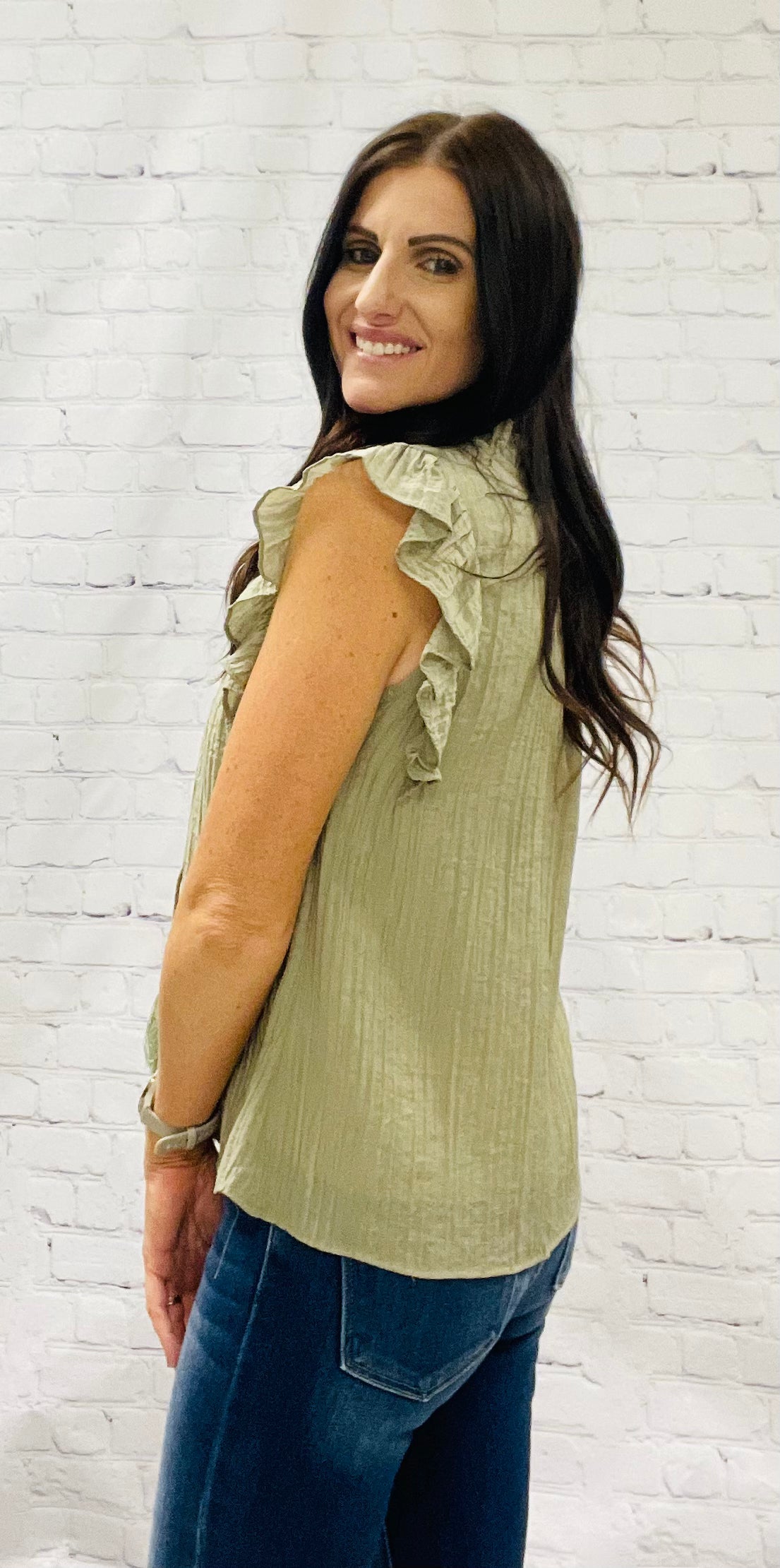 Meadow Mist Flutter Sleeve Blouse