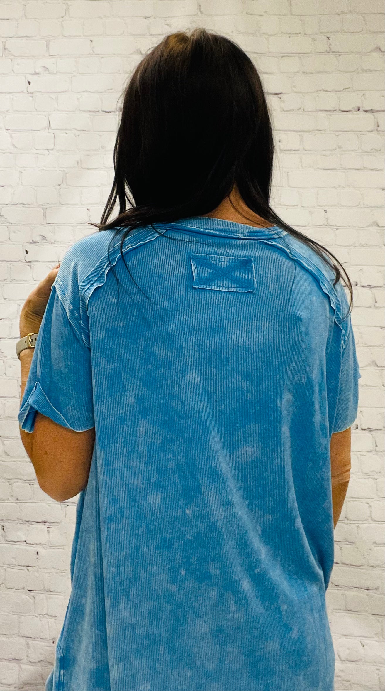 Oversized Acid Wash Tee - Blue