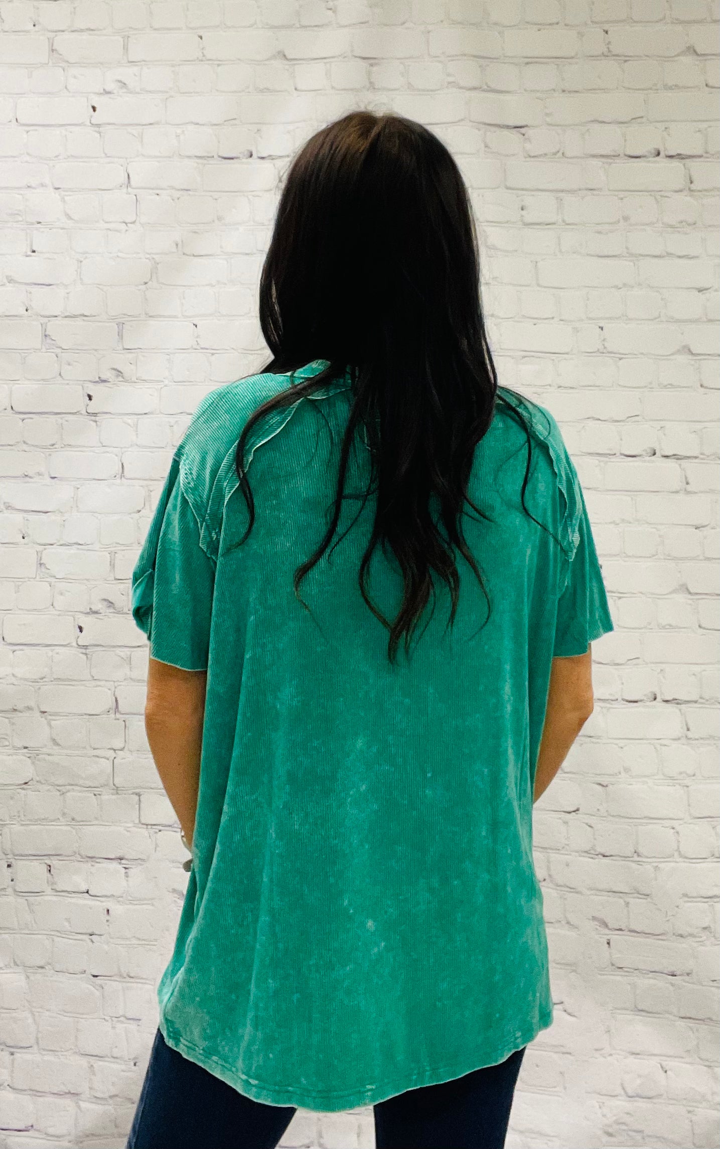 Oversized Acid Wash Tee - Green