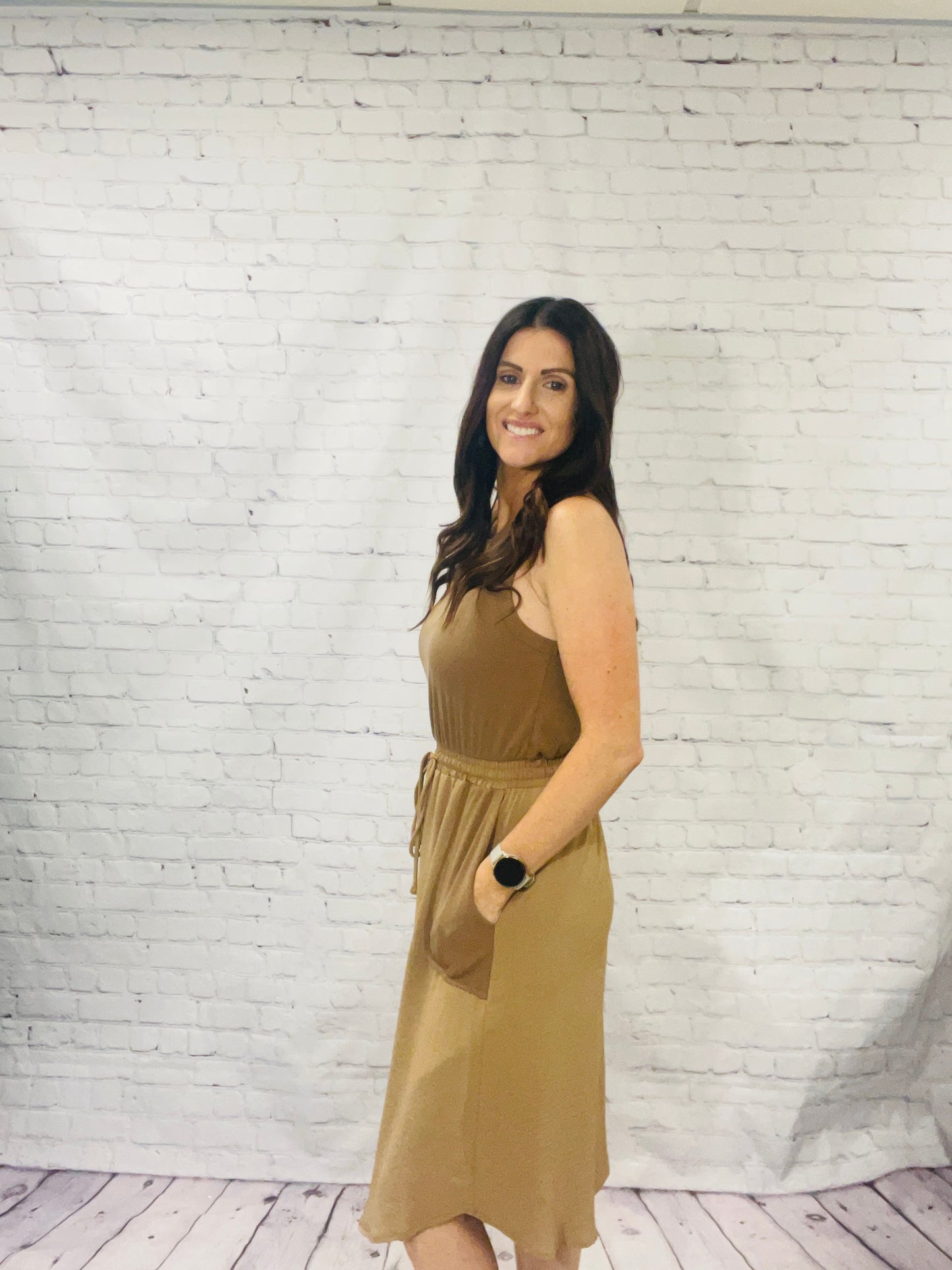 Caramel Colored Midi Dress