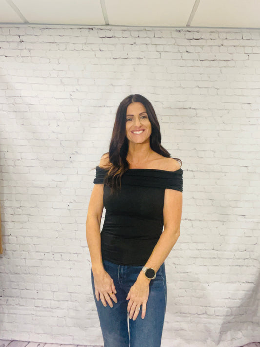 Off the Shoulder Cowl Neck Top