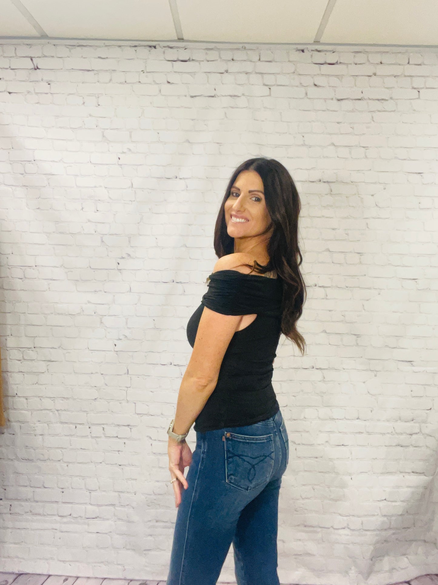 Off the Shoulder Cowl Neck Top