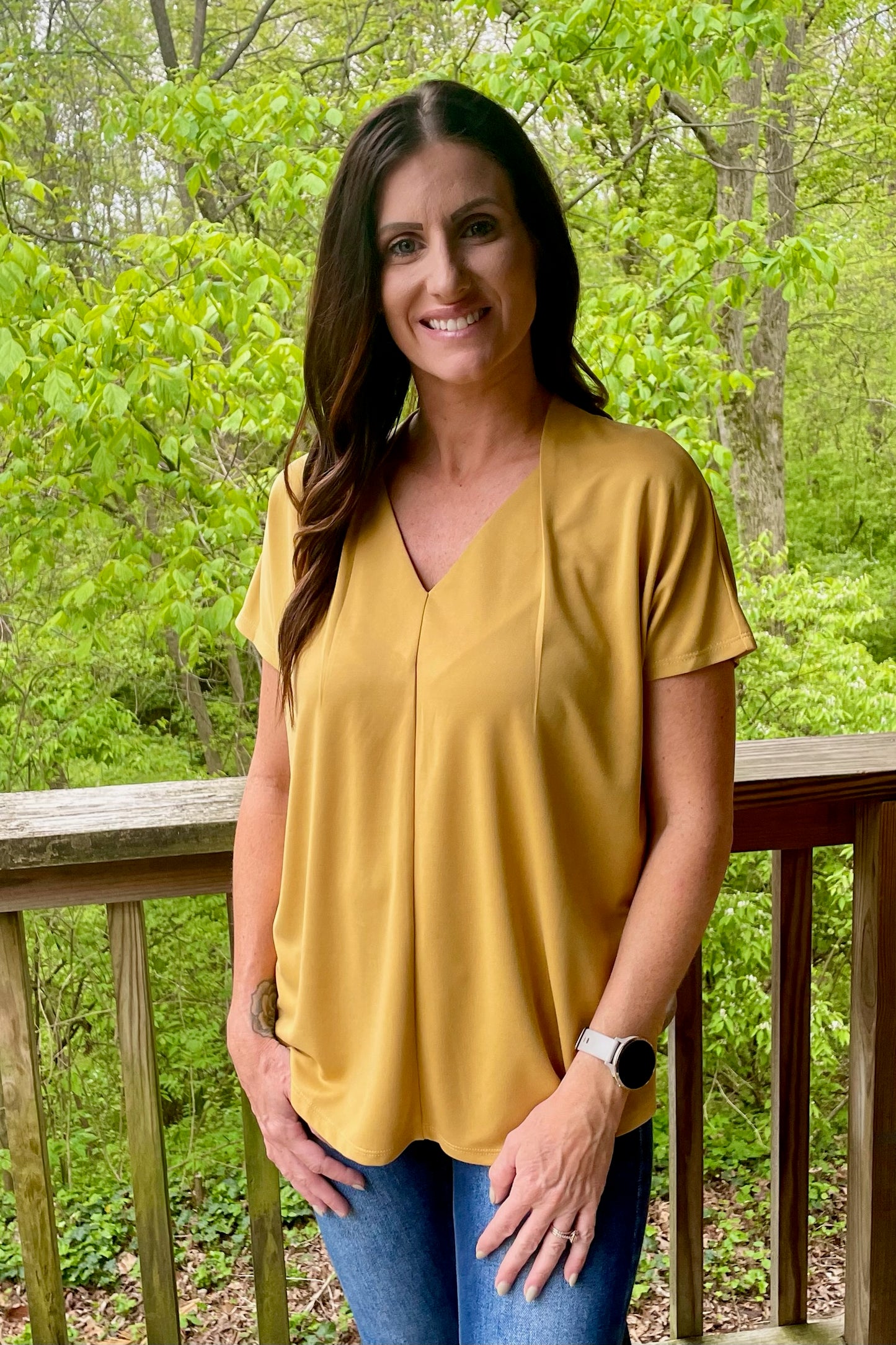 Breezy Mustard V-Neck Top