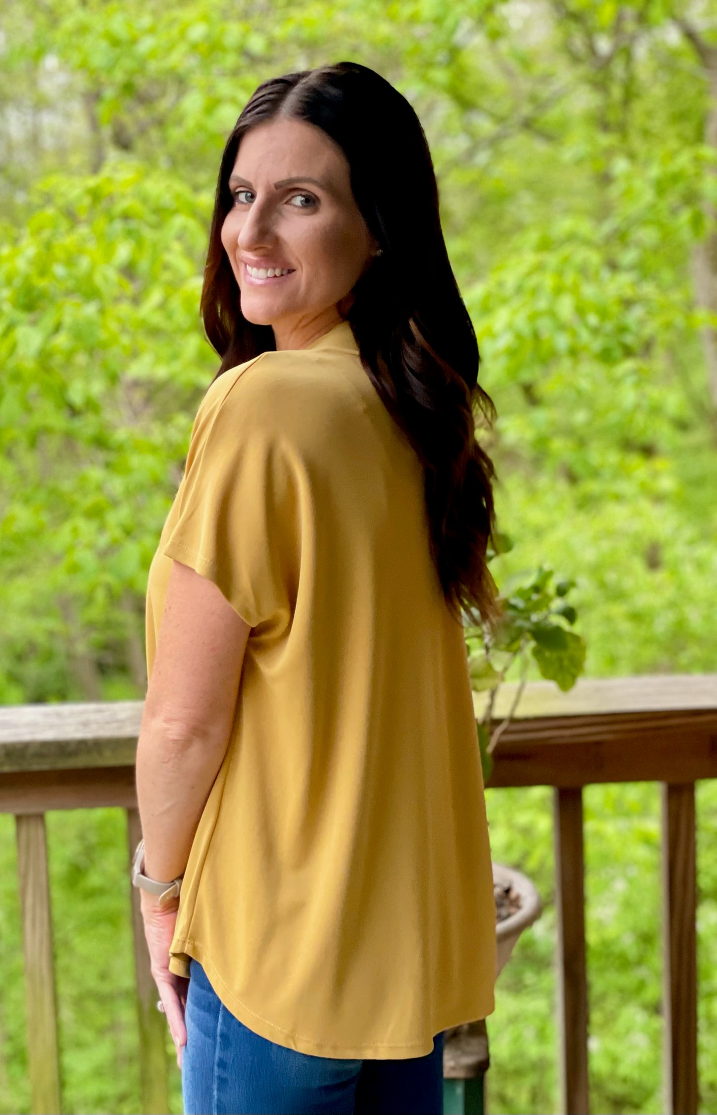Breezy Mustard V-Neck Top
