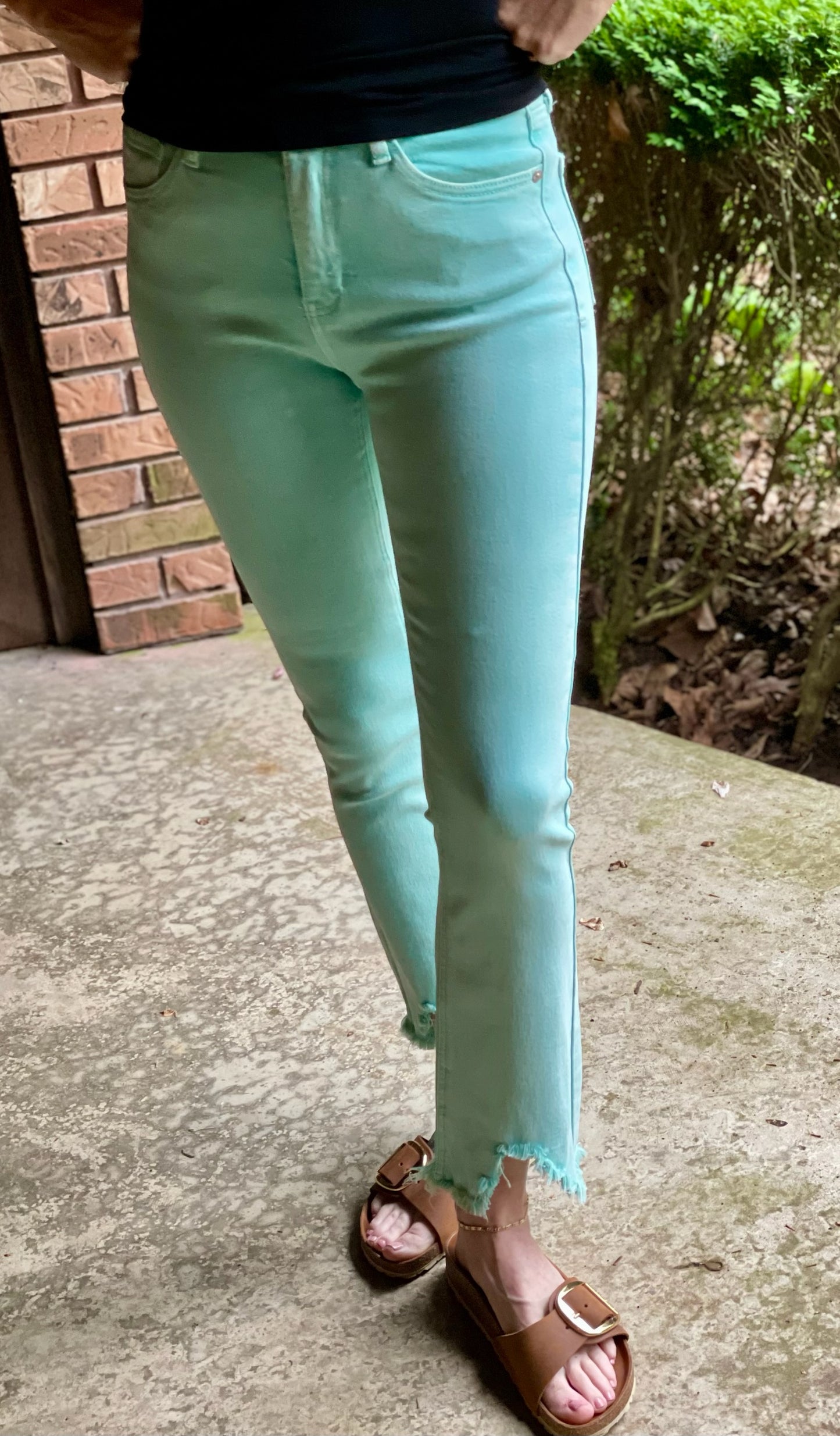 Mint Green Straight Leg Jeans