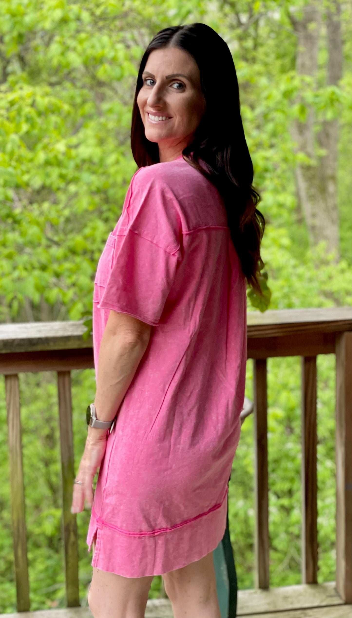 Mineral Washed Hot Pink Dress