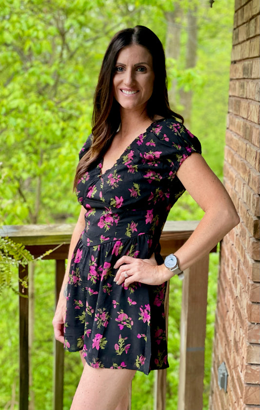 Black Floral Romper