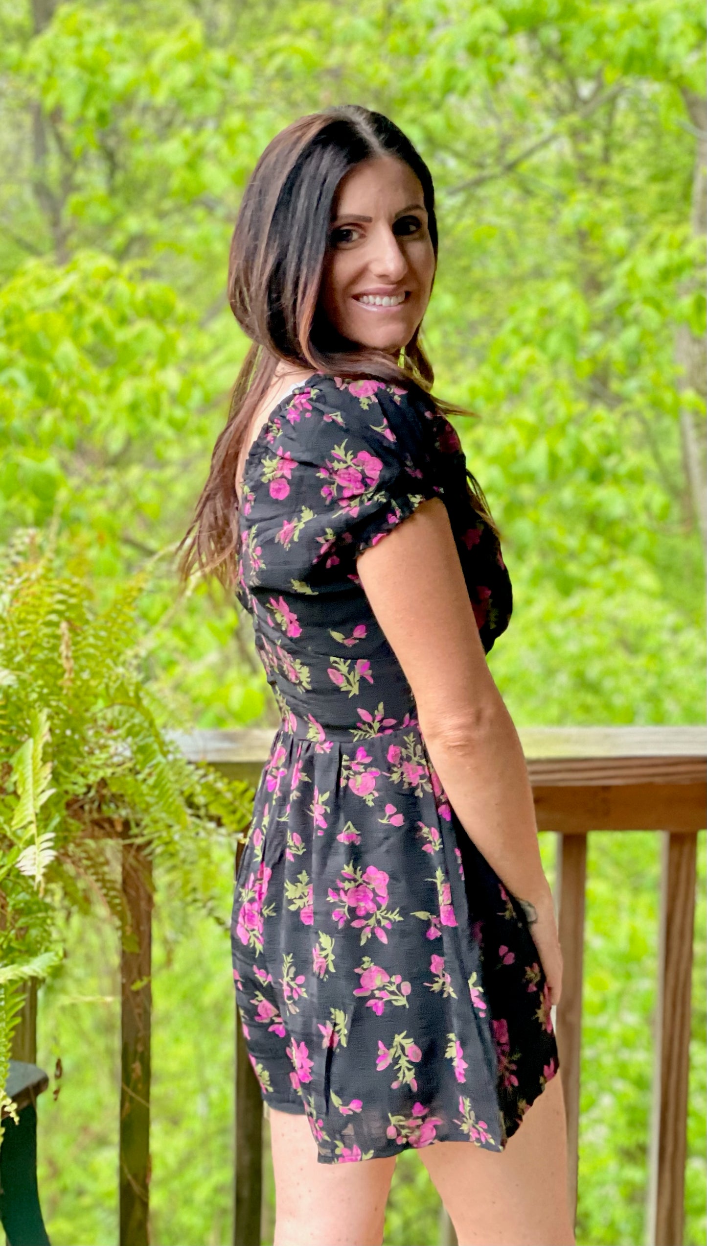 Black Floral Romper