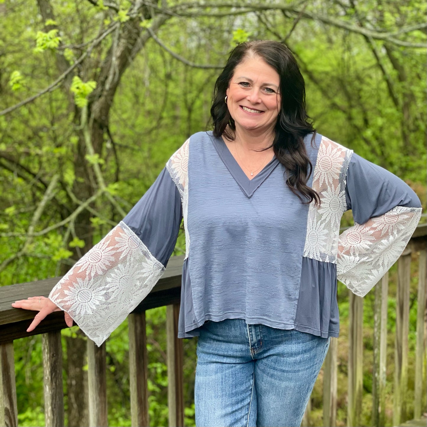 Flower Lace V-Neck Top
