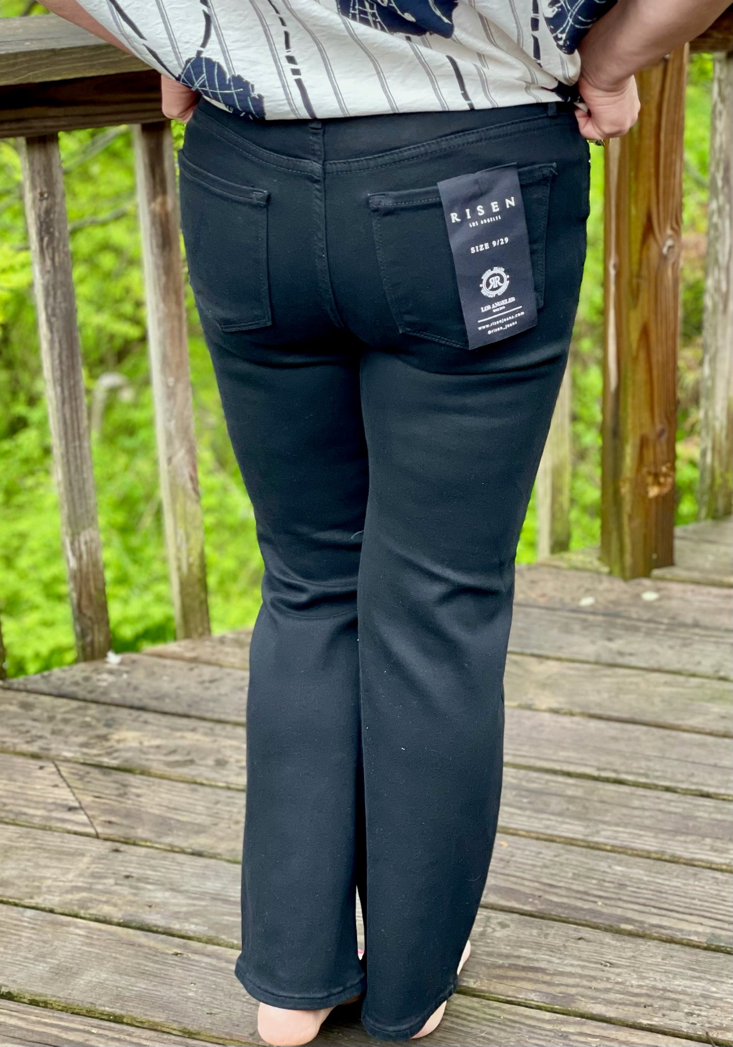 Risen Black Mid-Rise Straight Leg Jeans