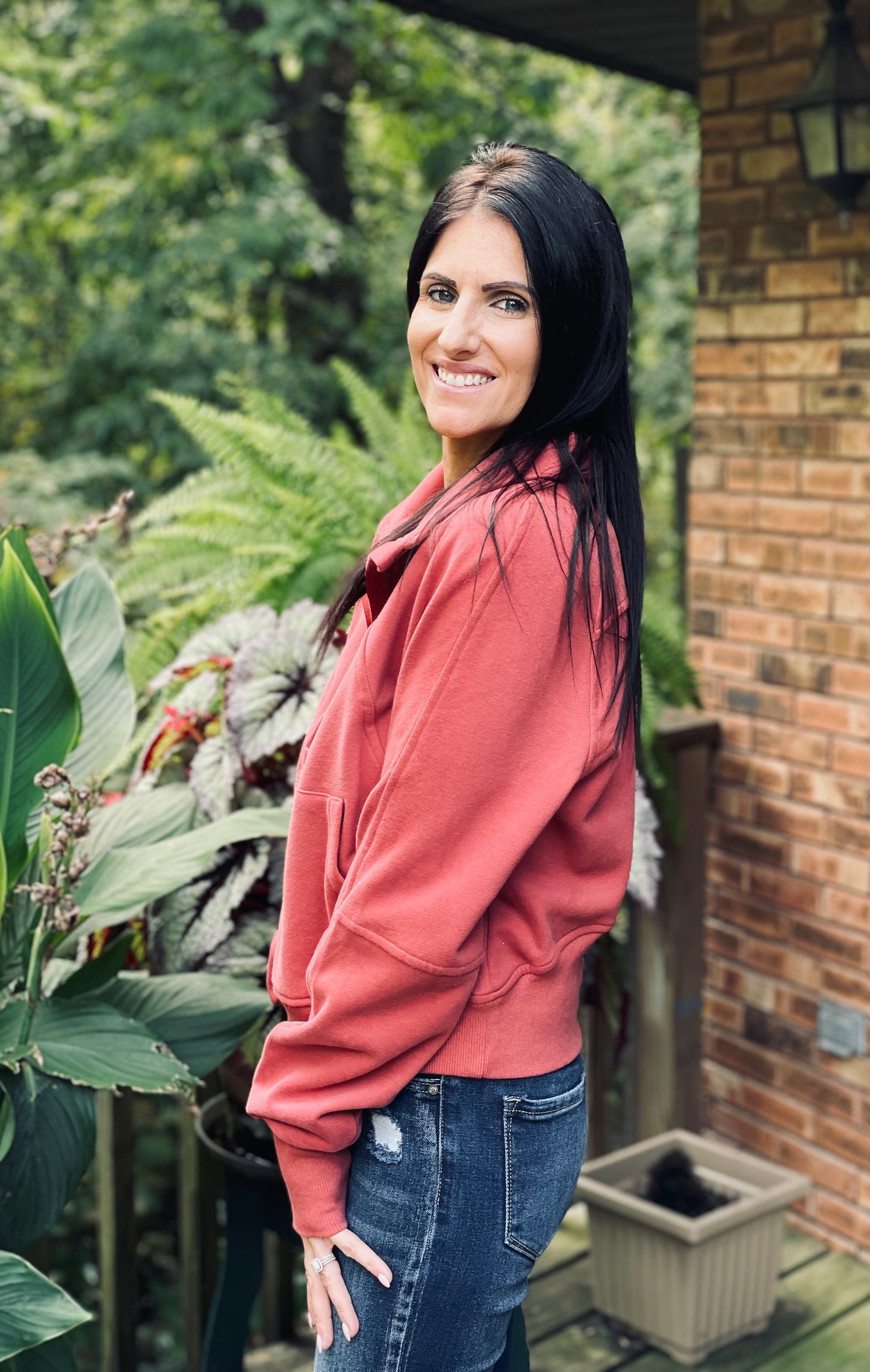 rust quarter zip jacket