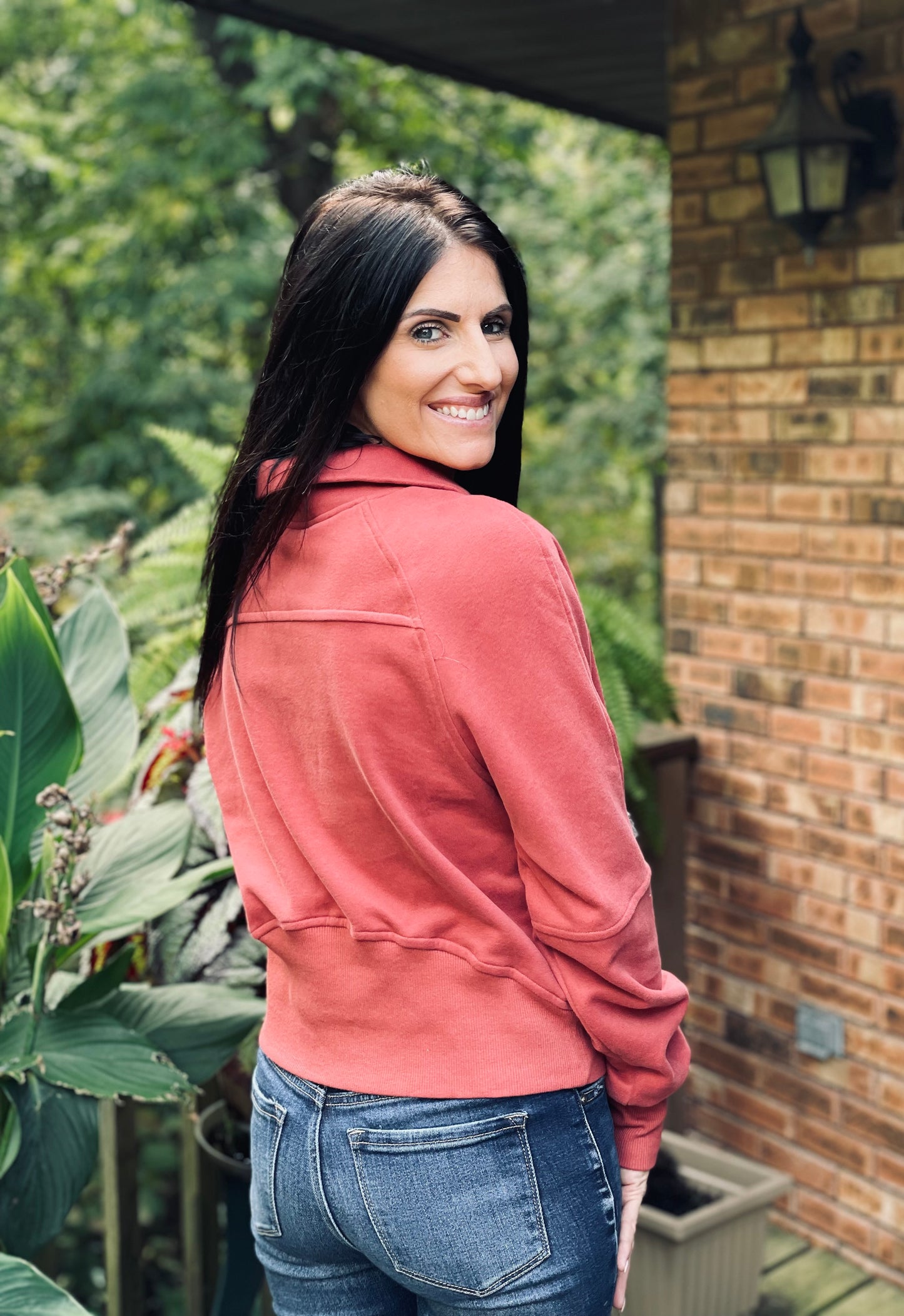 rust quarter zip jacket