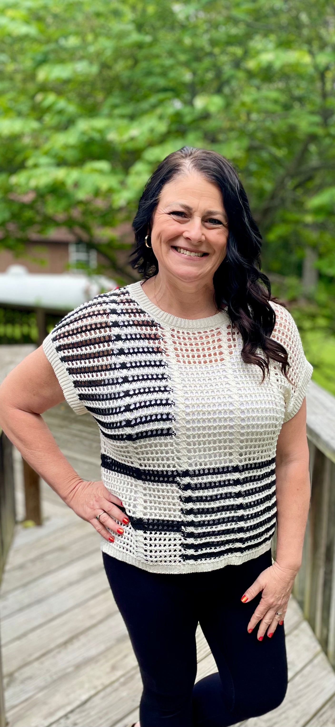 The Seaside Stitch Top - BLACK