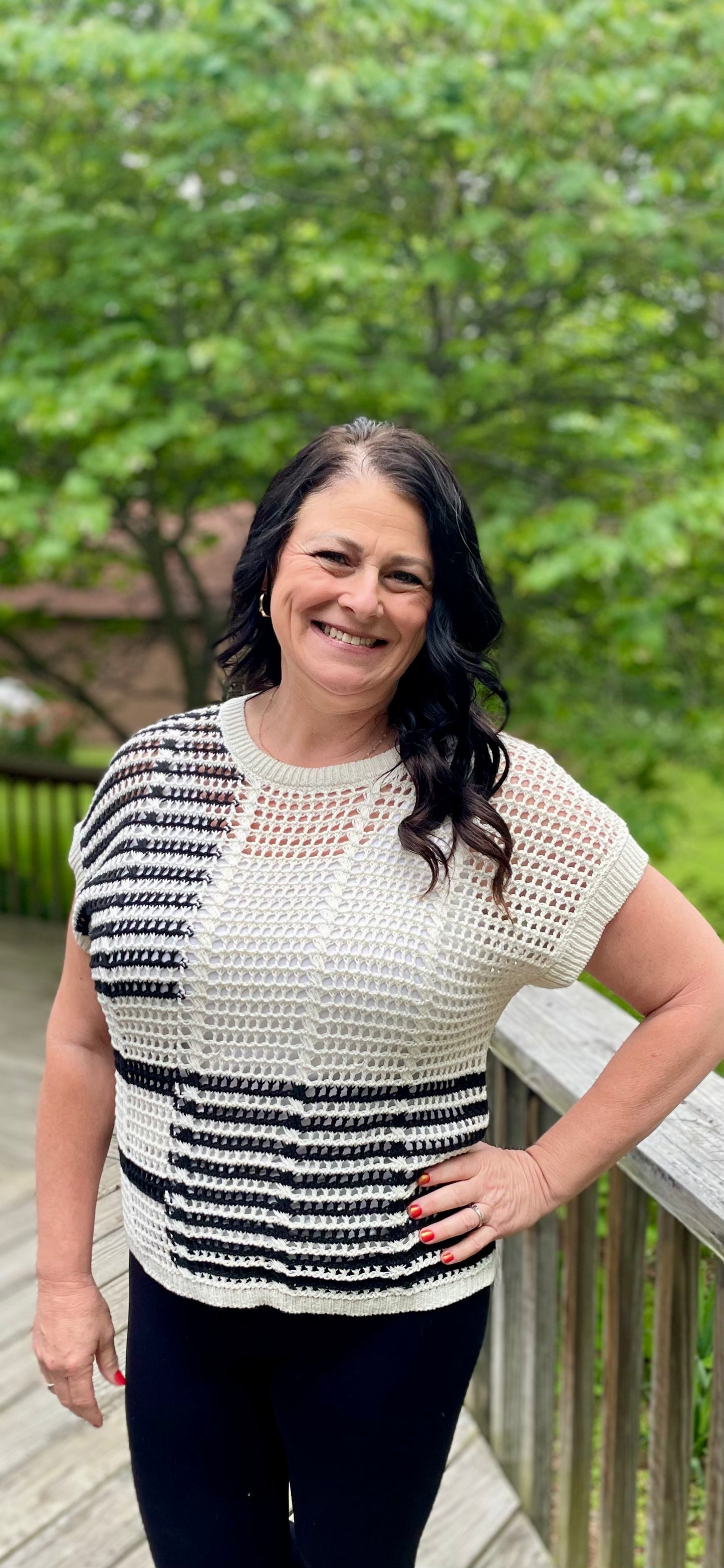 The Seaside Stitch Top - BLACK