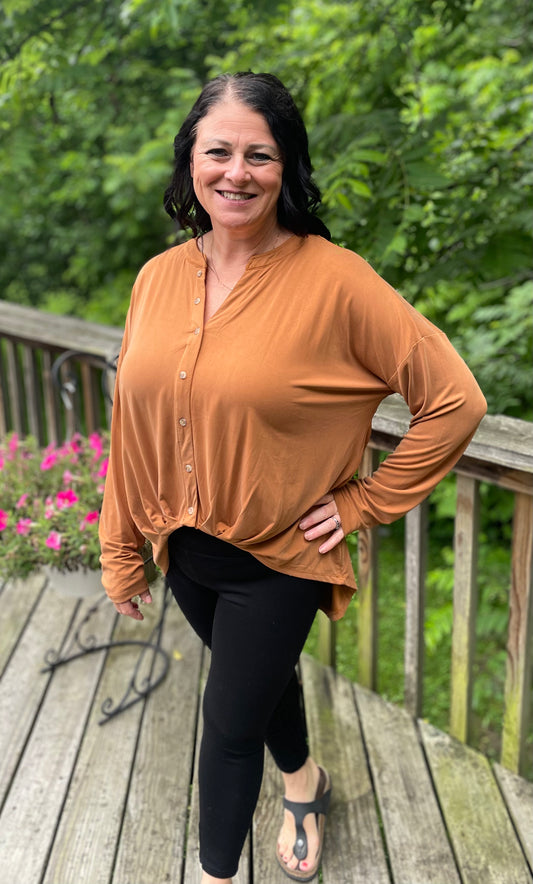 Burnt Orange Button Down Blouse